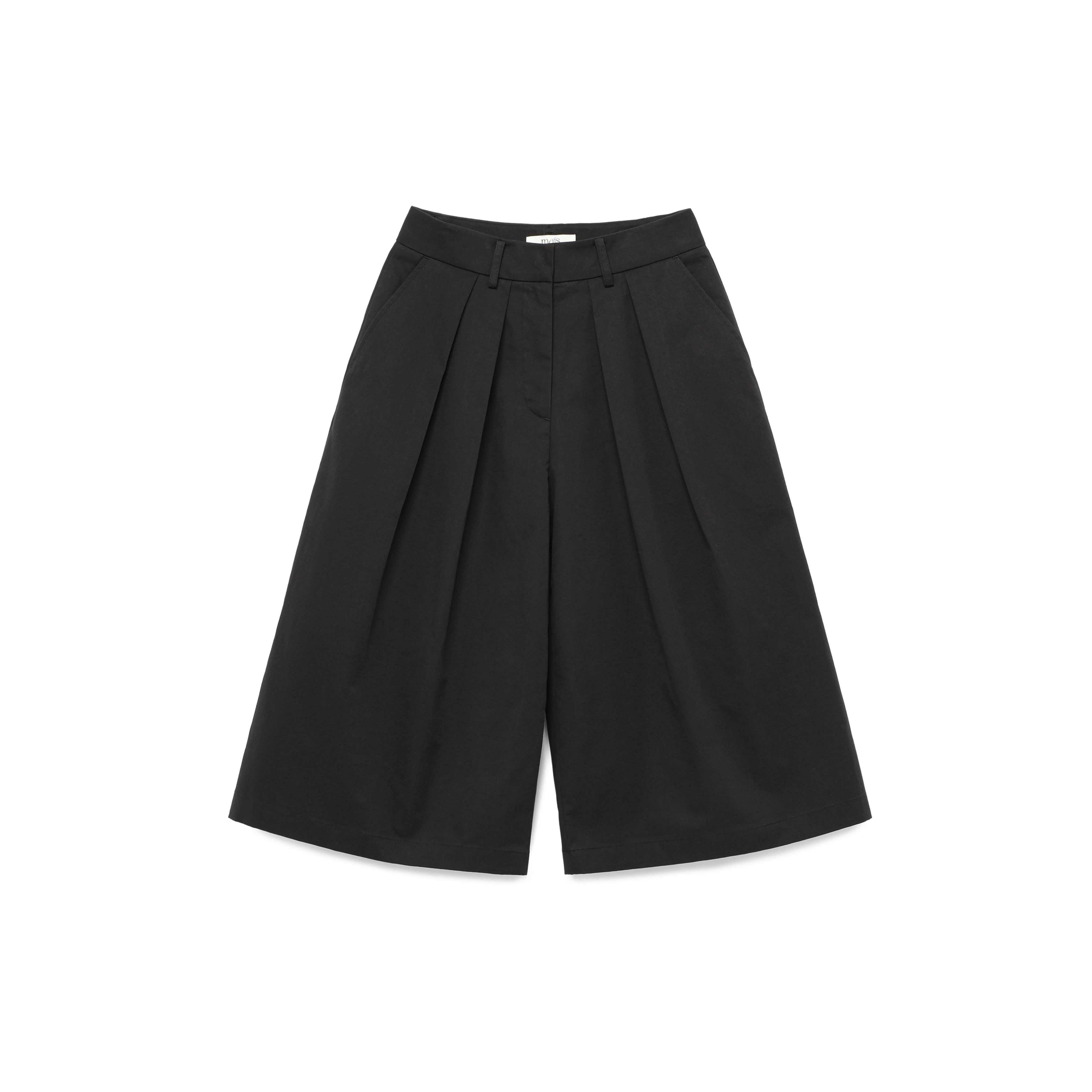 AUTUMN TWO TUCK CULOTTES PANTS_BLACK