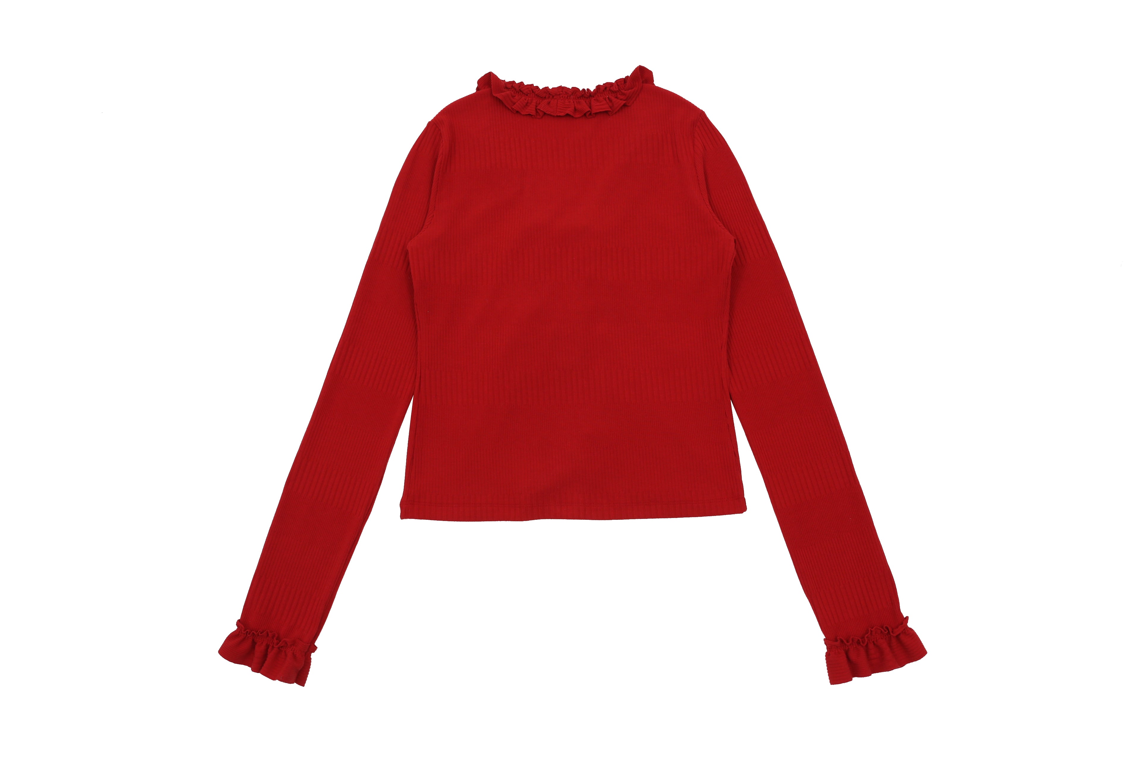 FRILL RIBBON CARDIGAN_RED