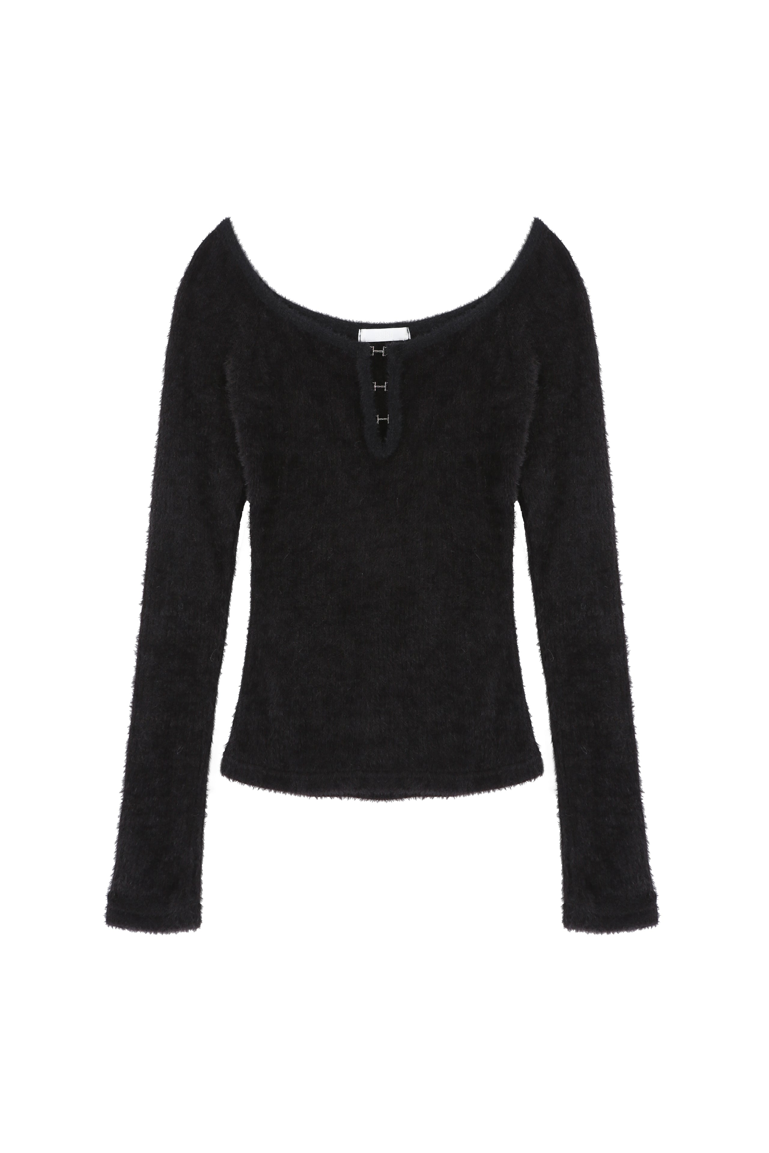 SOFTY HOOK KNIT TOP_BLACK