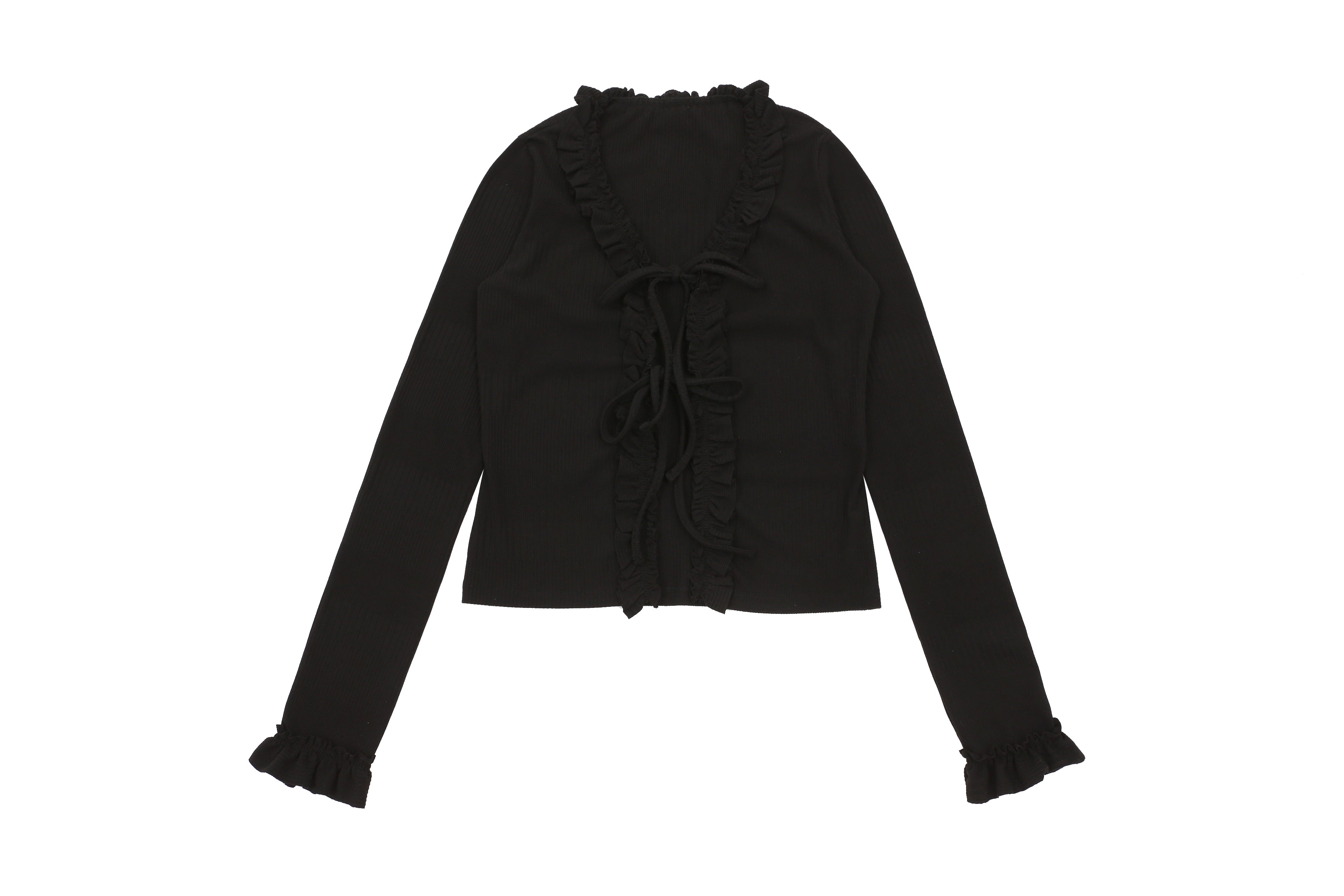 FRILL RIBBON CARDIGAN_NOIR