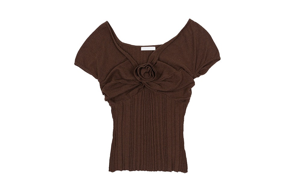 ROSY OFFSHOULDER KNIT_BROWN