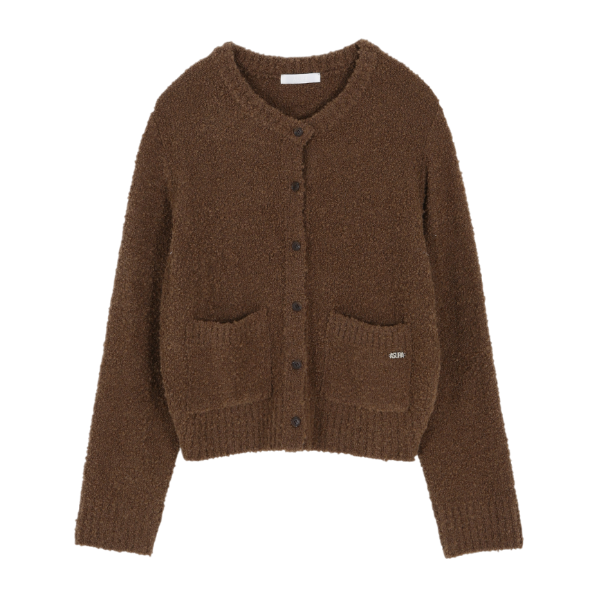 CARDIGAN TEXTURÉ EN MAILLE BOUCLÉE_MARRON