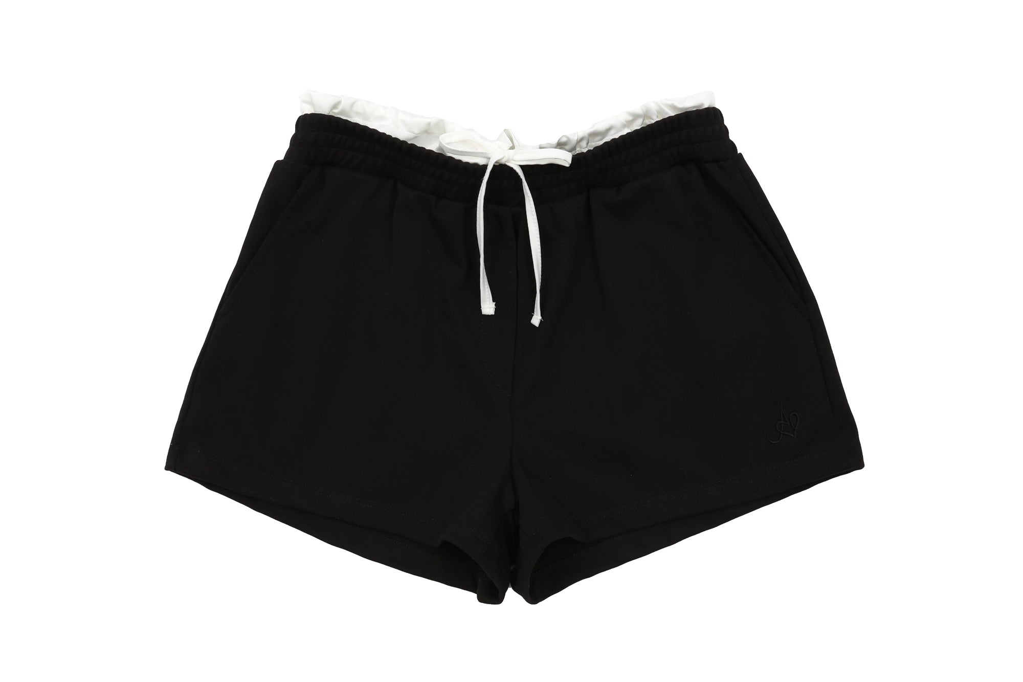 ASURA, SHORT EN JERSEY ET EN SATIN_NOIR