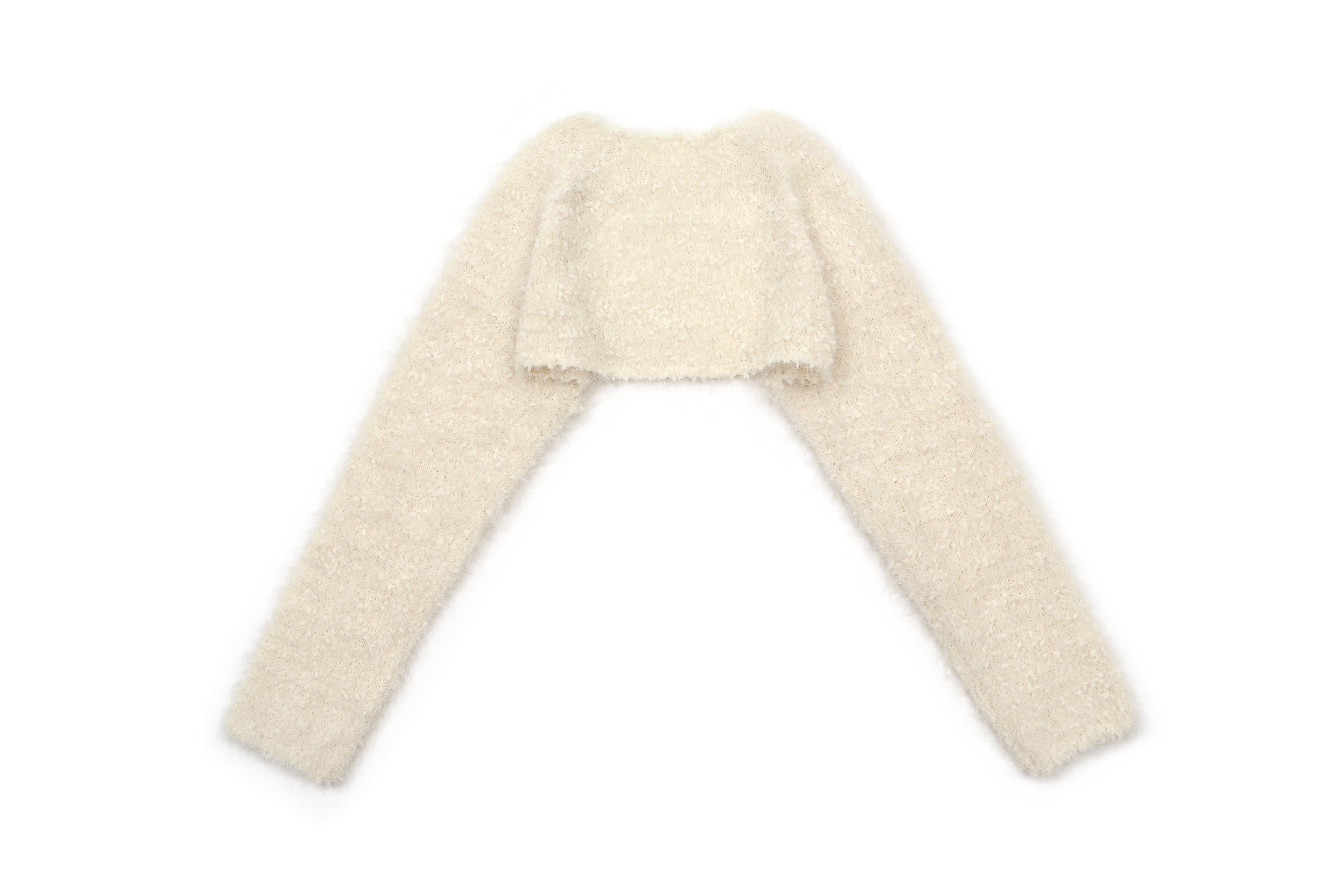 FLUFFY BOUCLE CARDIGAN _IVOIRE