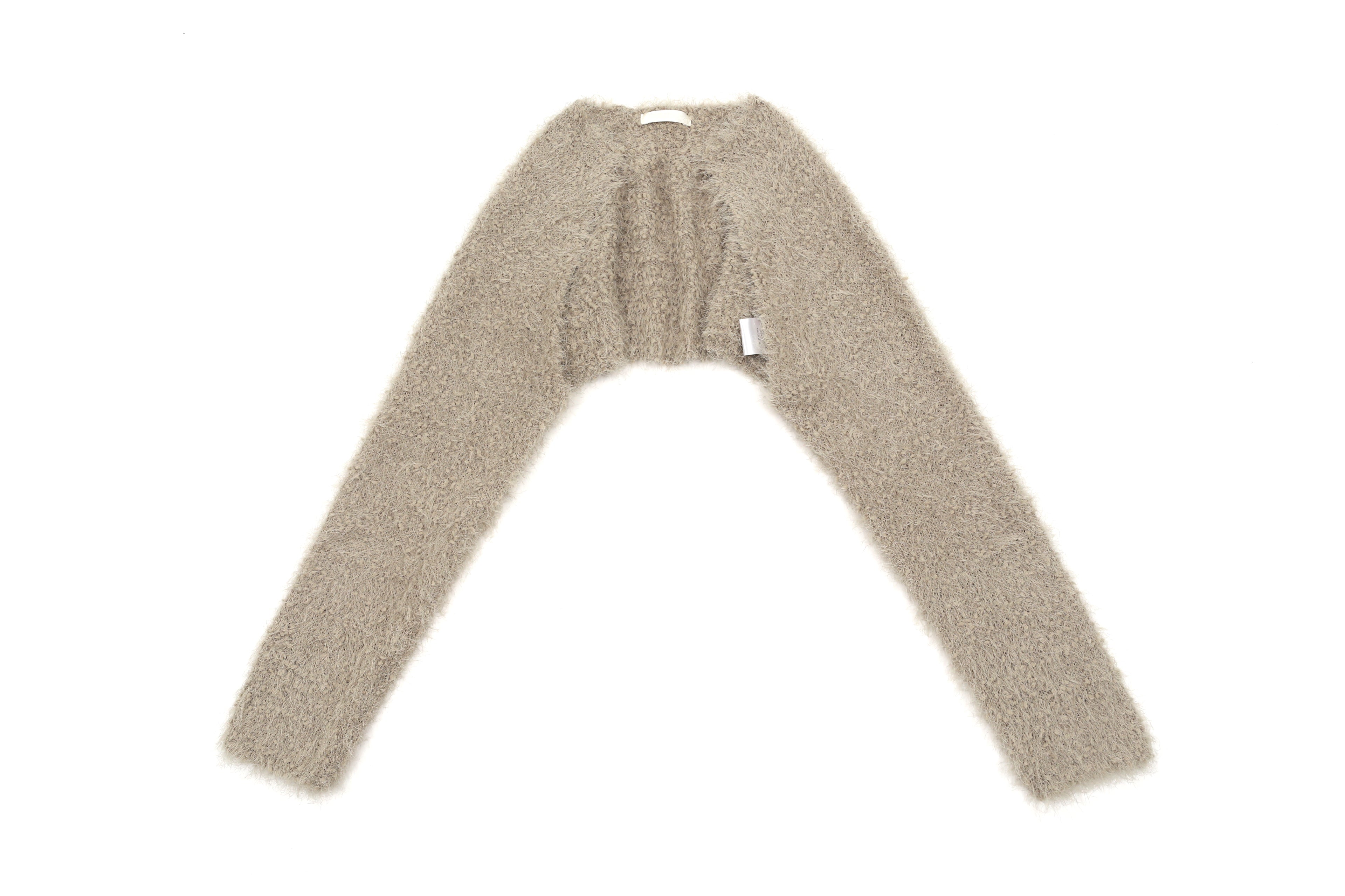 FLUFFY BOUCLE CARDIGAN _BEIGE KAKI