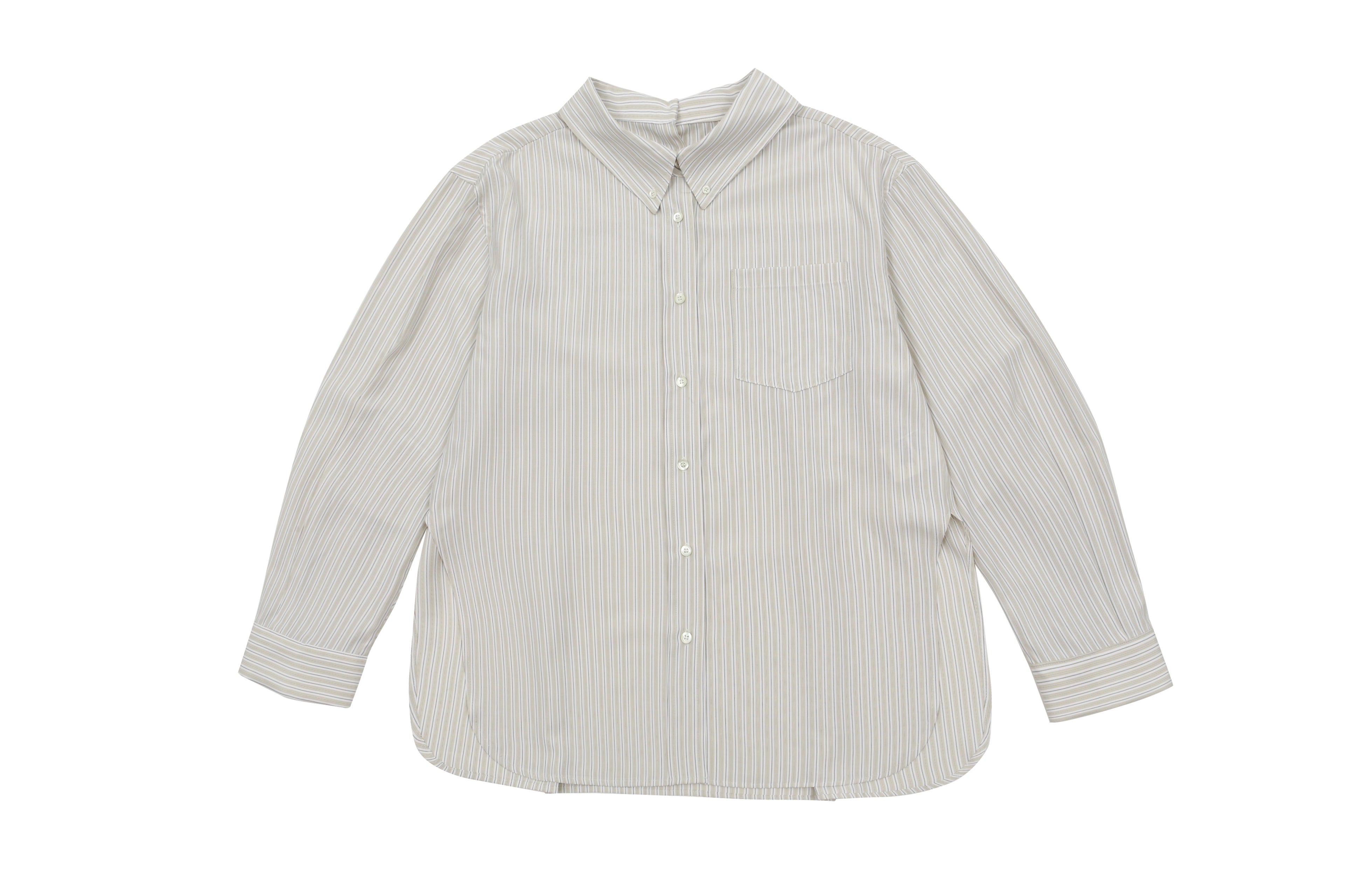 STRIPE OFF SHOULDER SHIRTS_BEIGE