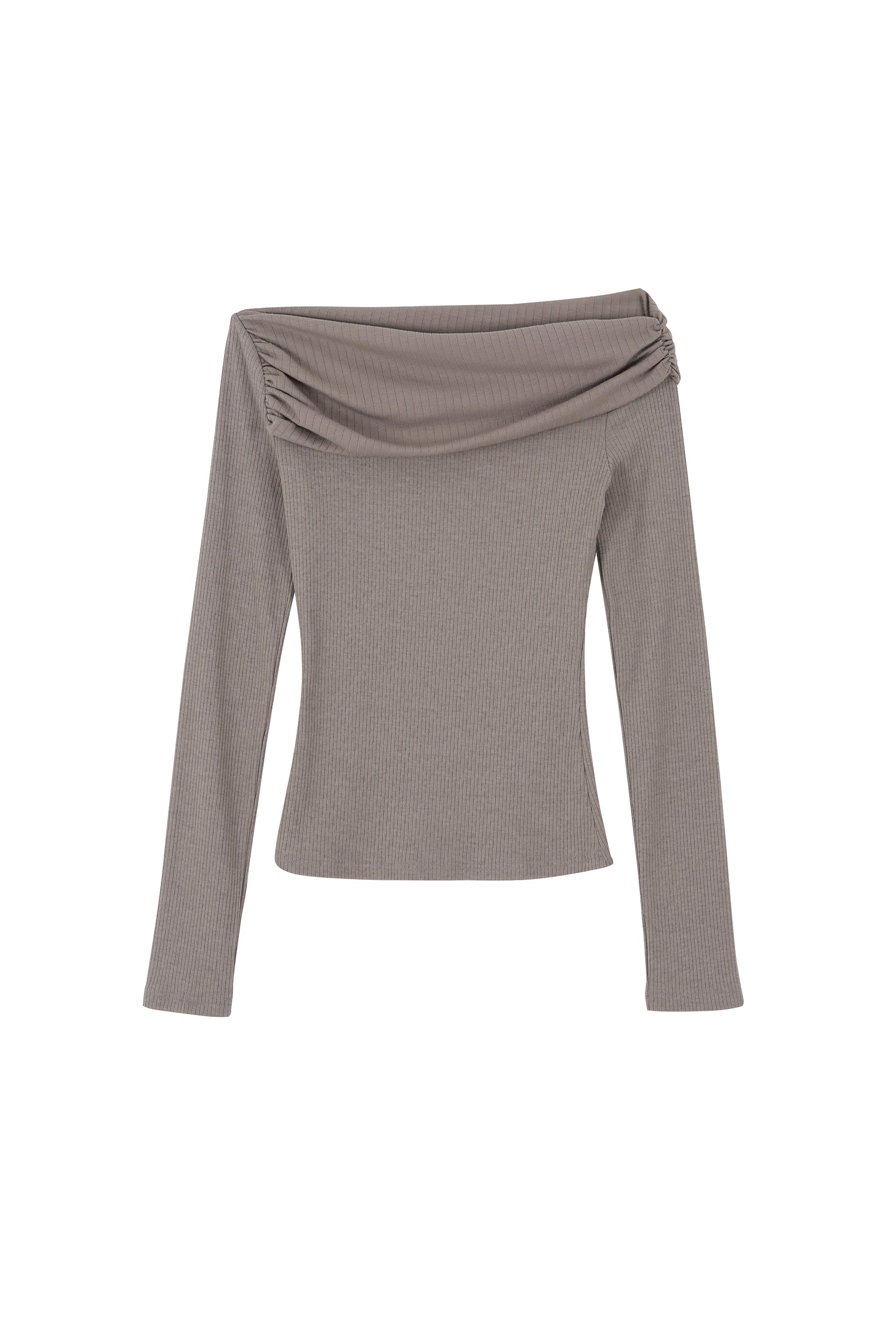 GRACE SHIRRING T_BEIGE GREY