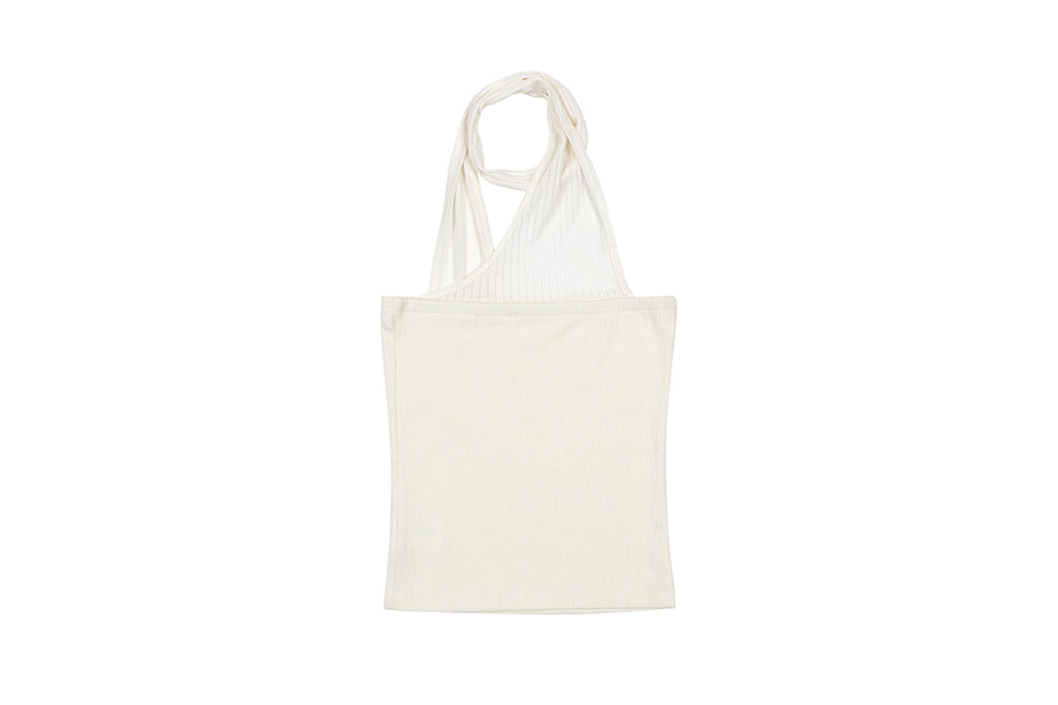 FABRIC MIX TIE TOP_CREAM