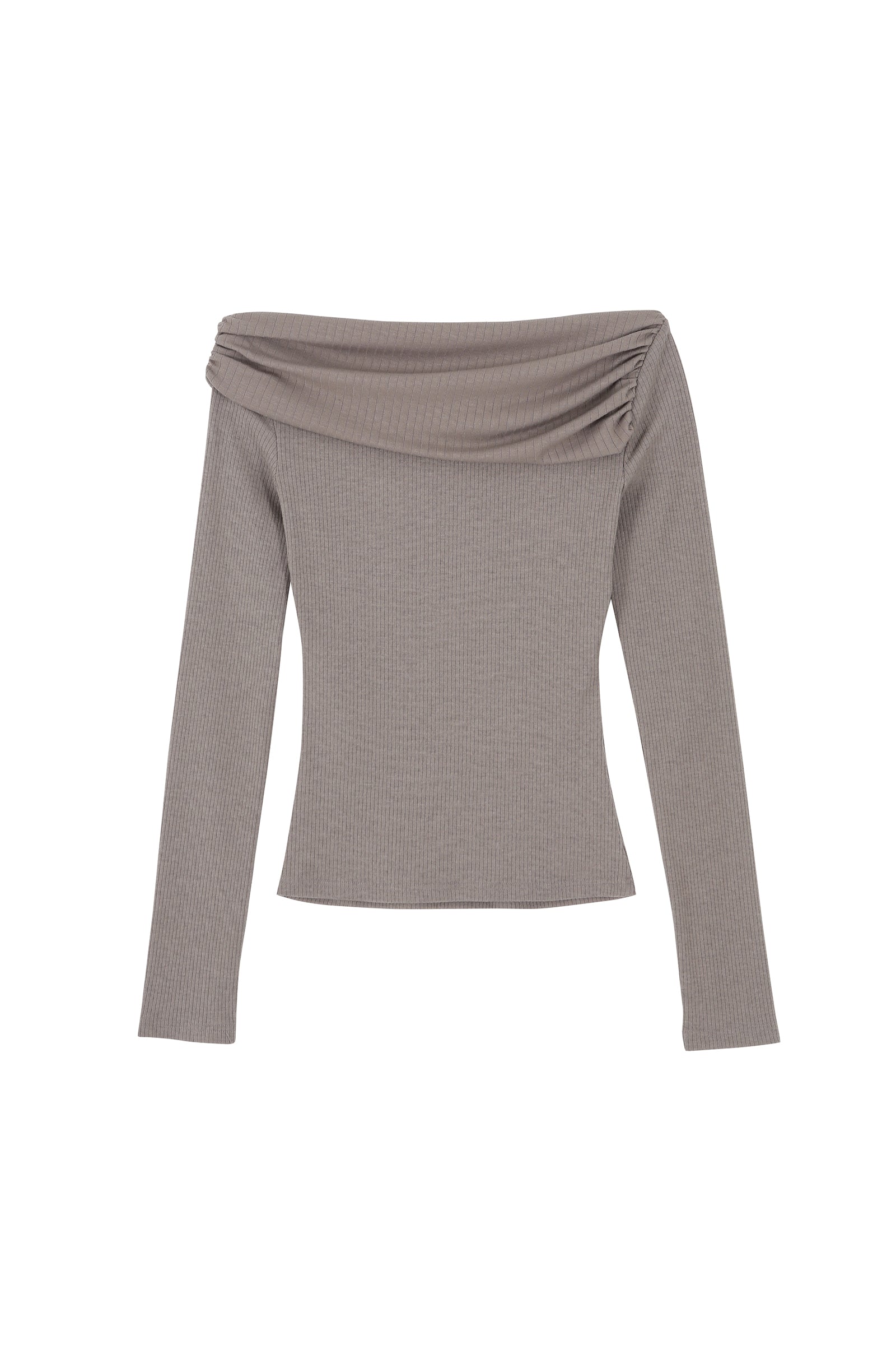 GRACE SHIRRING T_BEIGE GREY