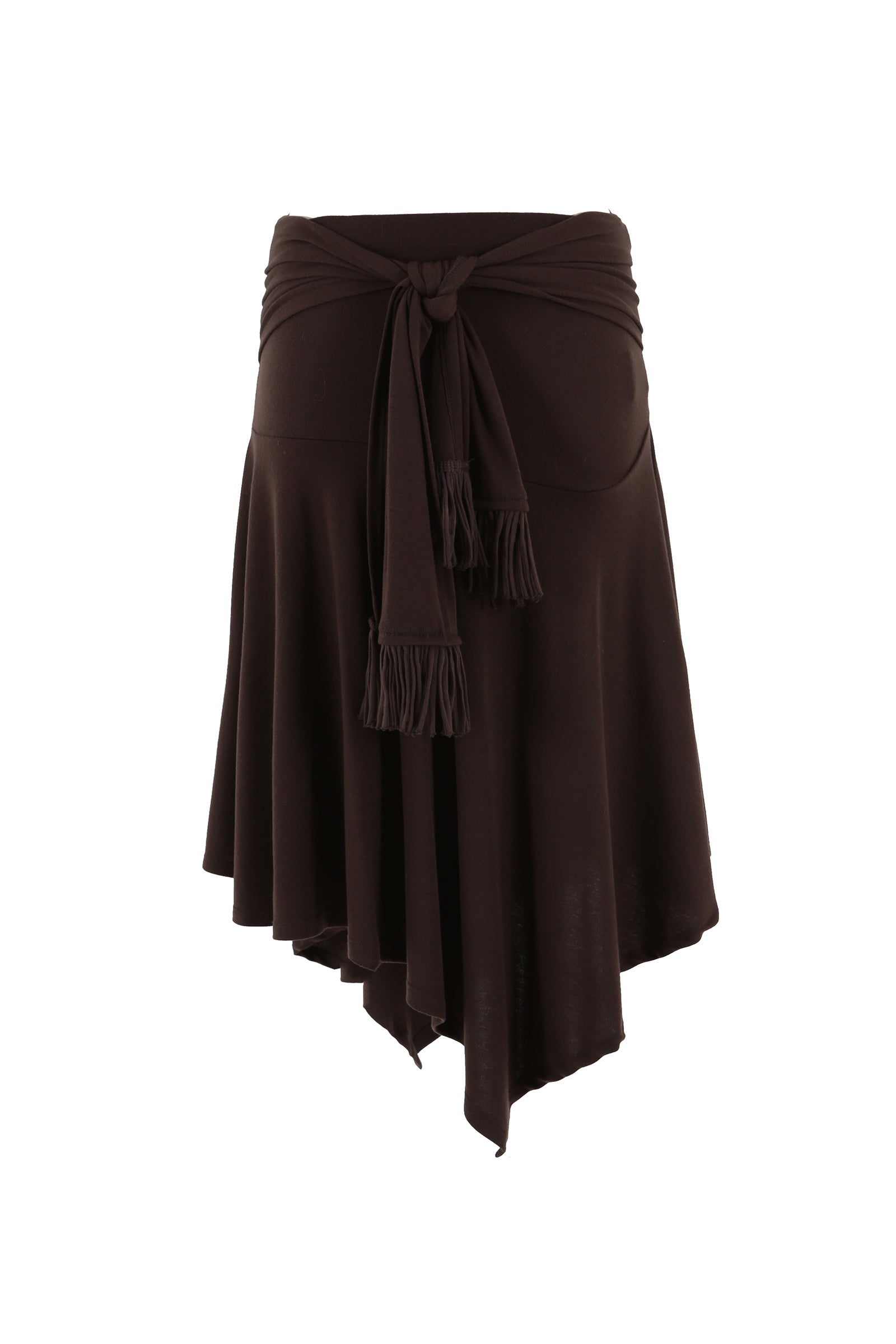 UNBALANCE HOOL SKIRT_BROWN