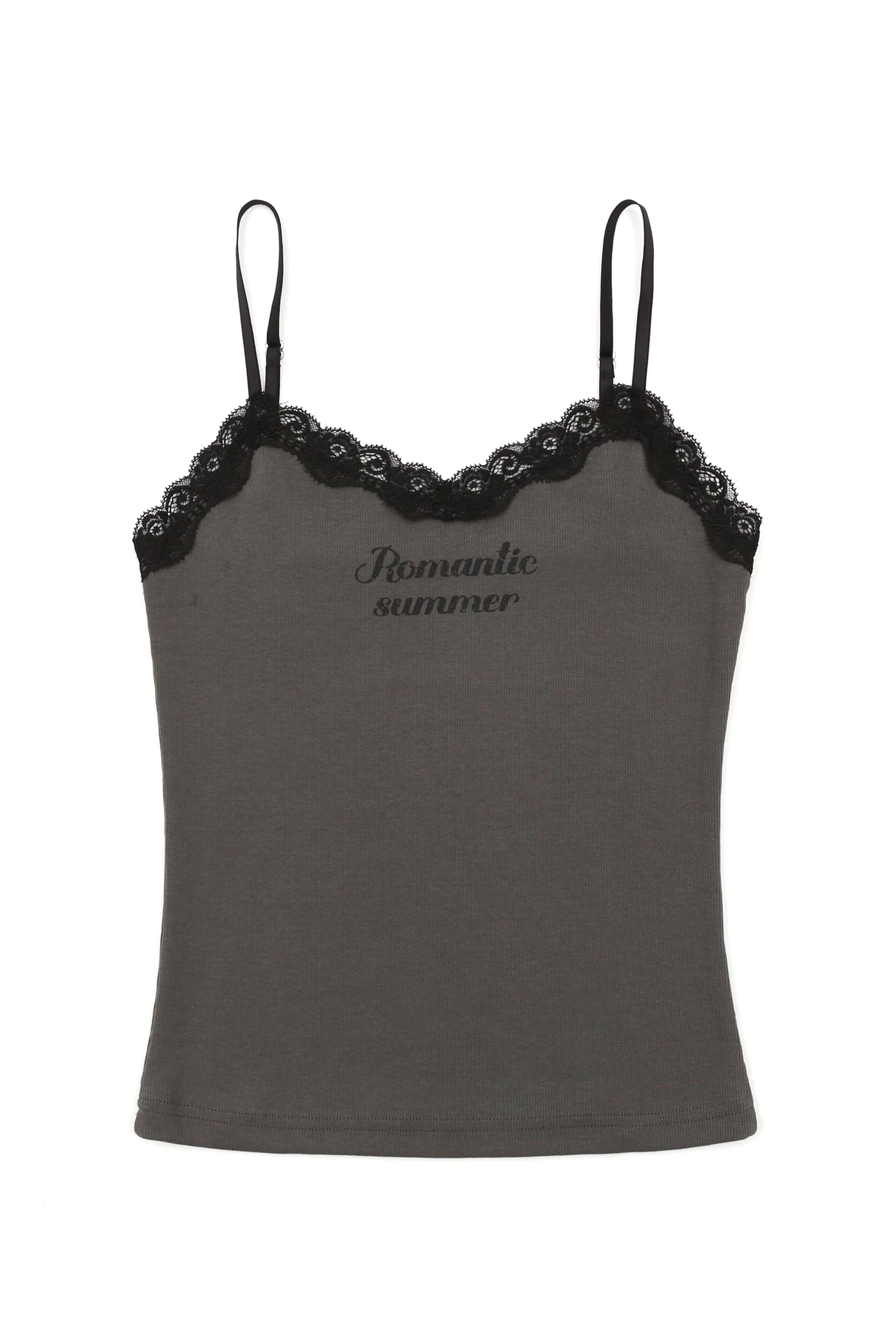 LACE LATTERING SLEEVELESS_CHARCOAL