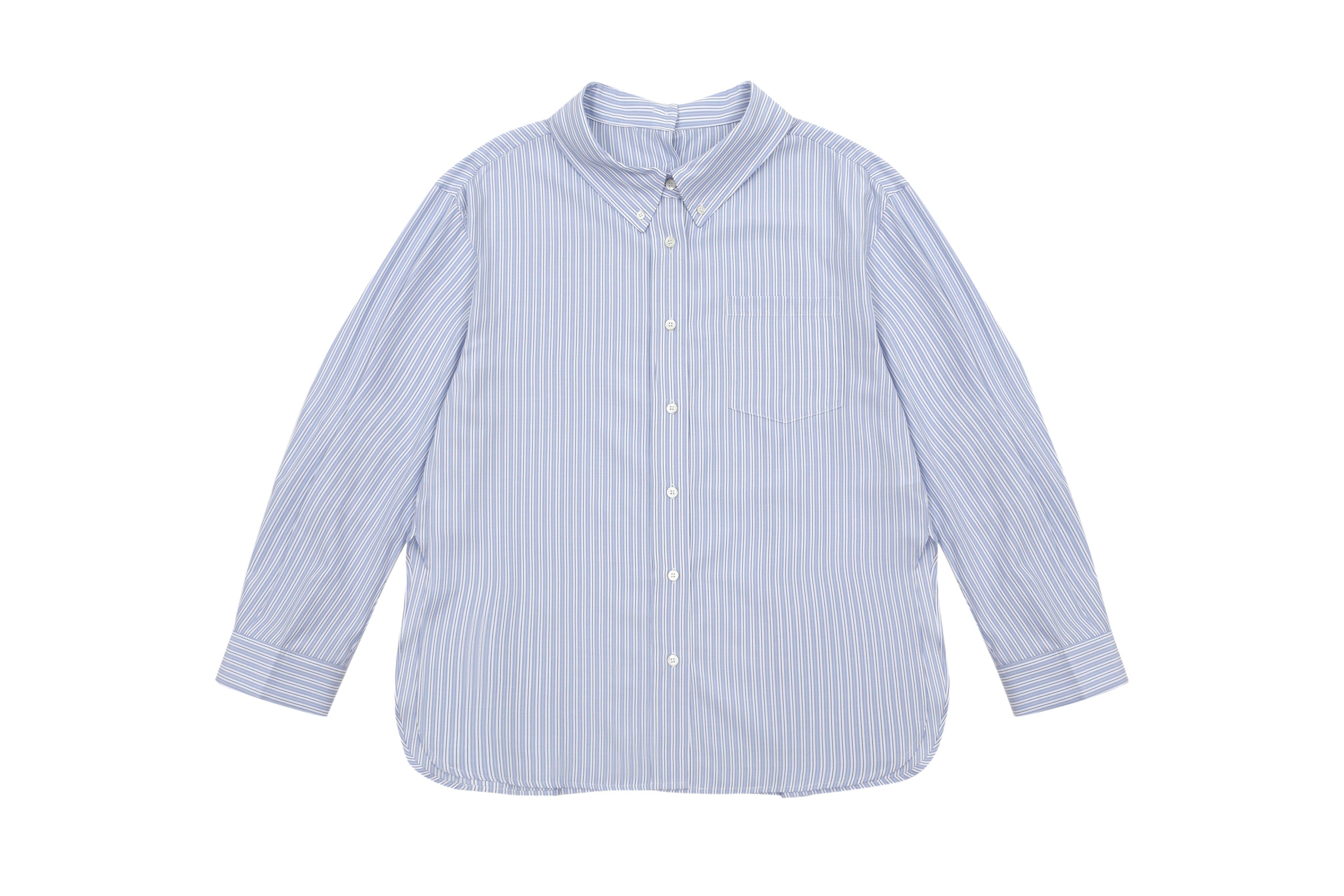 STRIPE OFF SHOULDER SHIRTS_BLUE