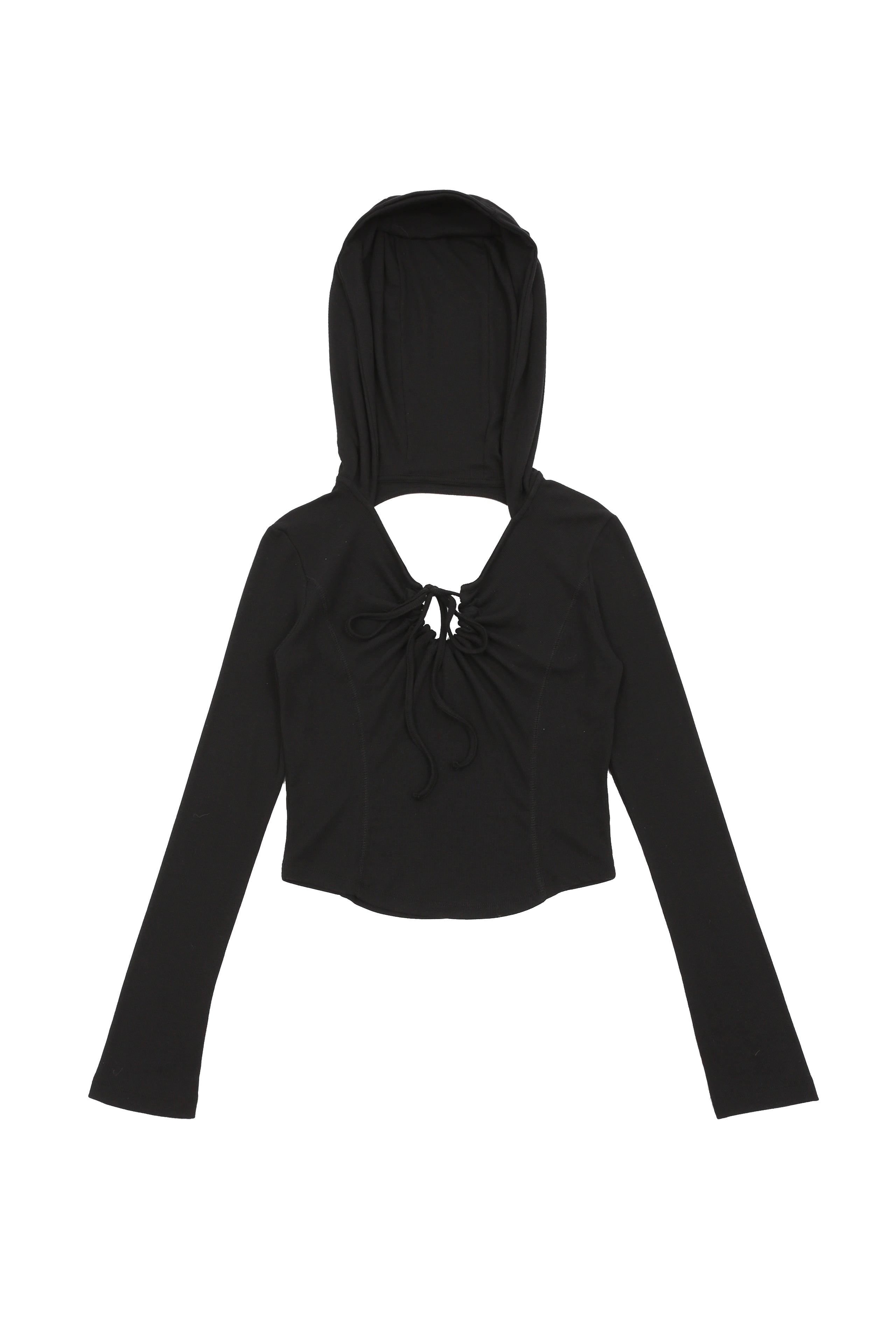 BACKLESS HOOD HOLE T_BLACK