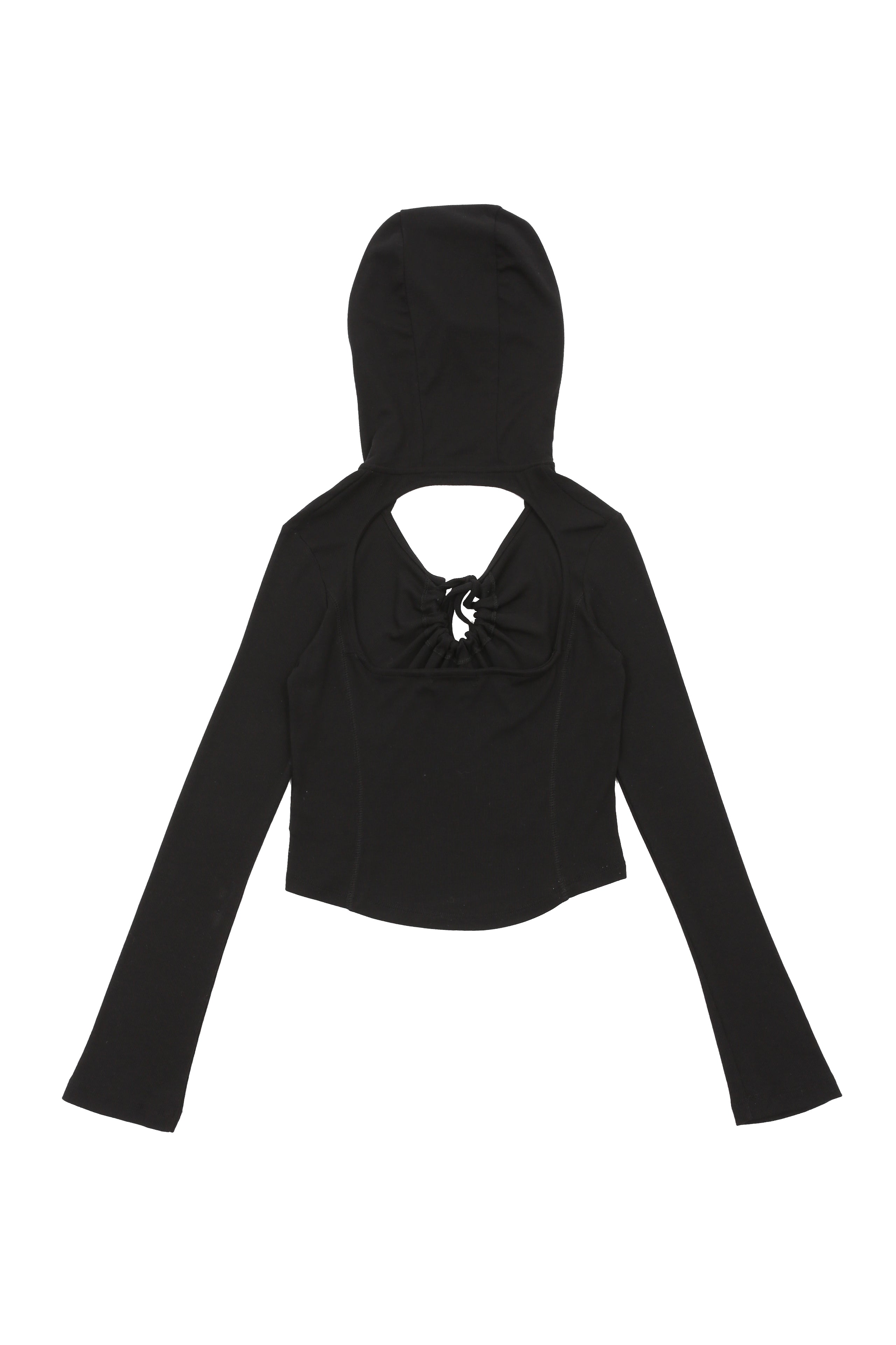 BACKLESS HOOD HOLE T_BLACK