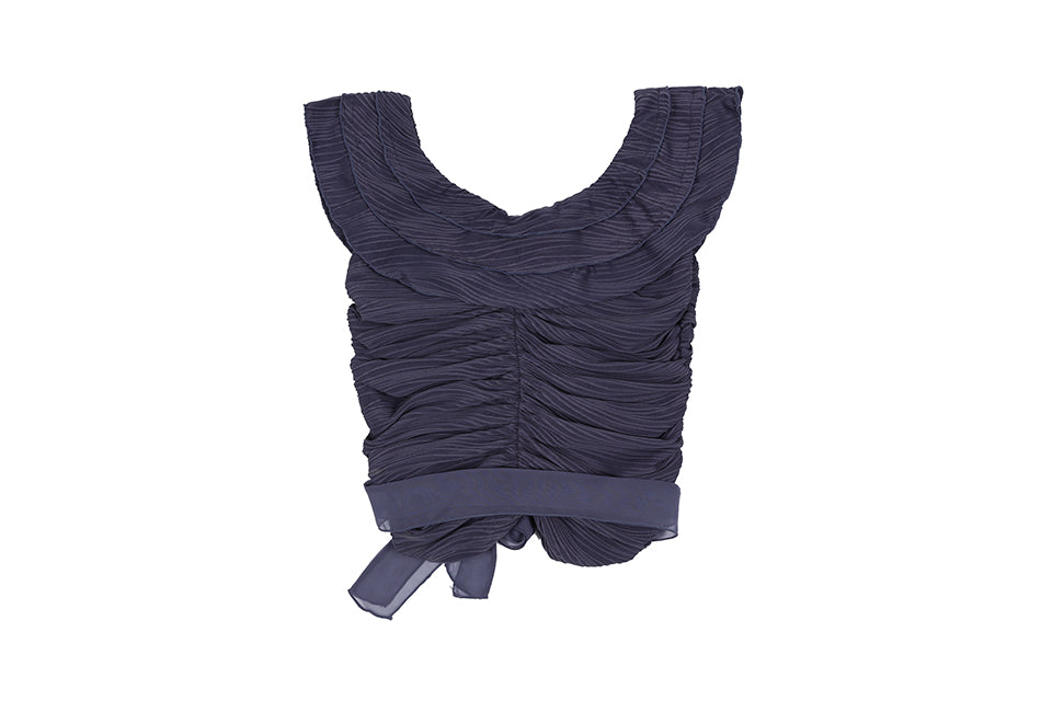 WAVE JACQUARD FRILL T_NAVY