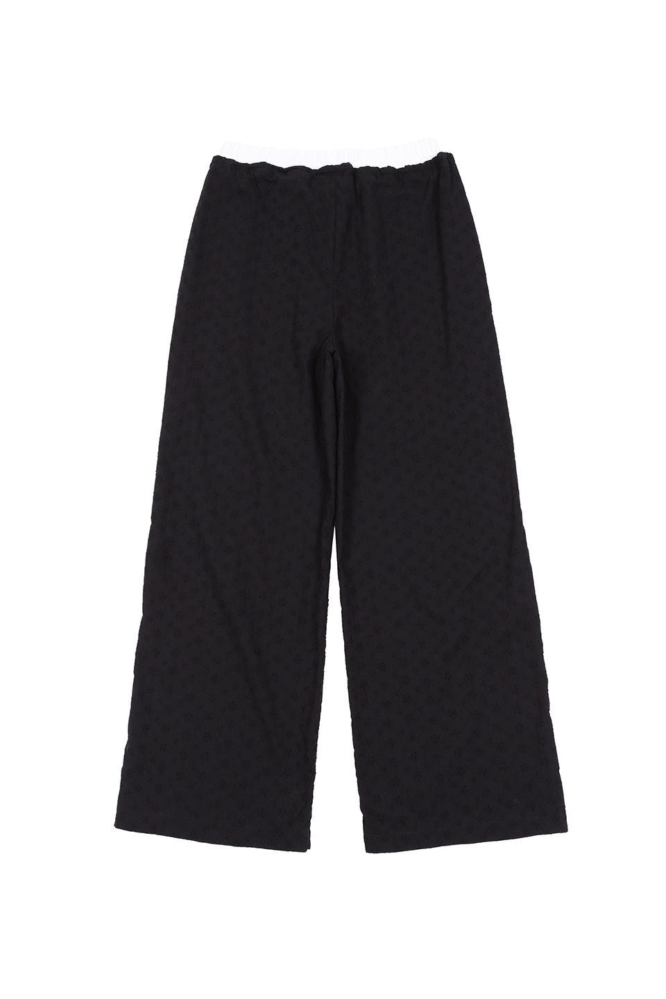 PANTALON EN COTON À BRODERIE FLORALE_NOIR