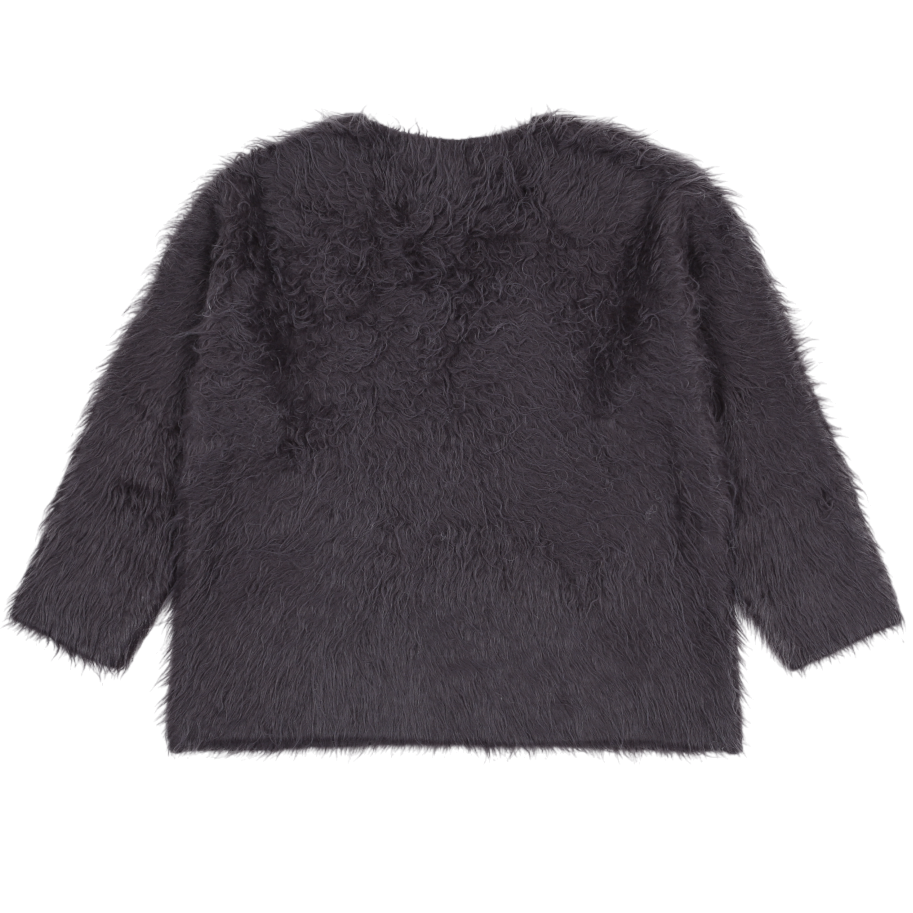 WOOL HAIRY BRUSH V SWEATER_CHARCOAL