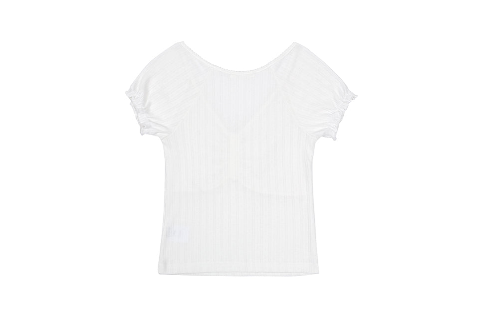 TEE-SHIRT POUDRÉ BOUTONNÉ_IVOIRE