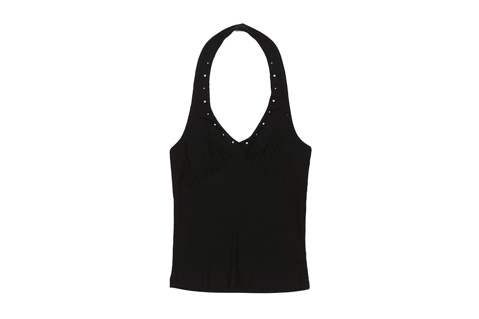 STUD HALTER SLEEVELESS_BLACK