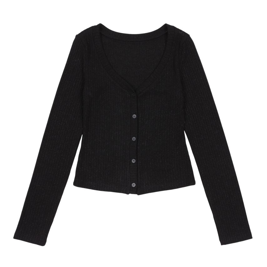 FLOWER SPANGLE CARDIGAN_BLACK