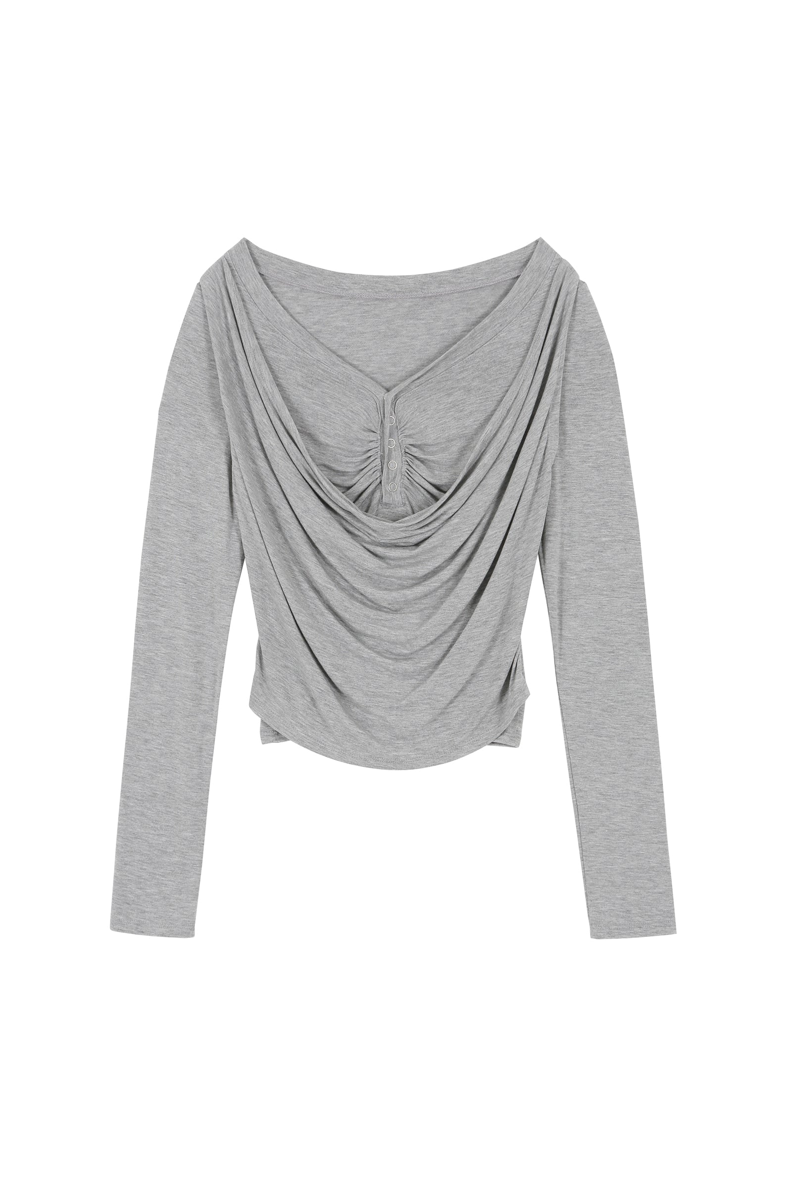LAYERED COWL T_MELANGE GREY