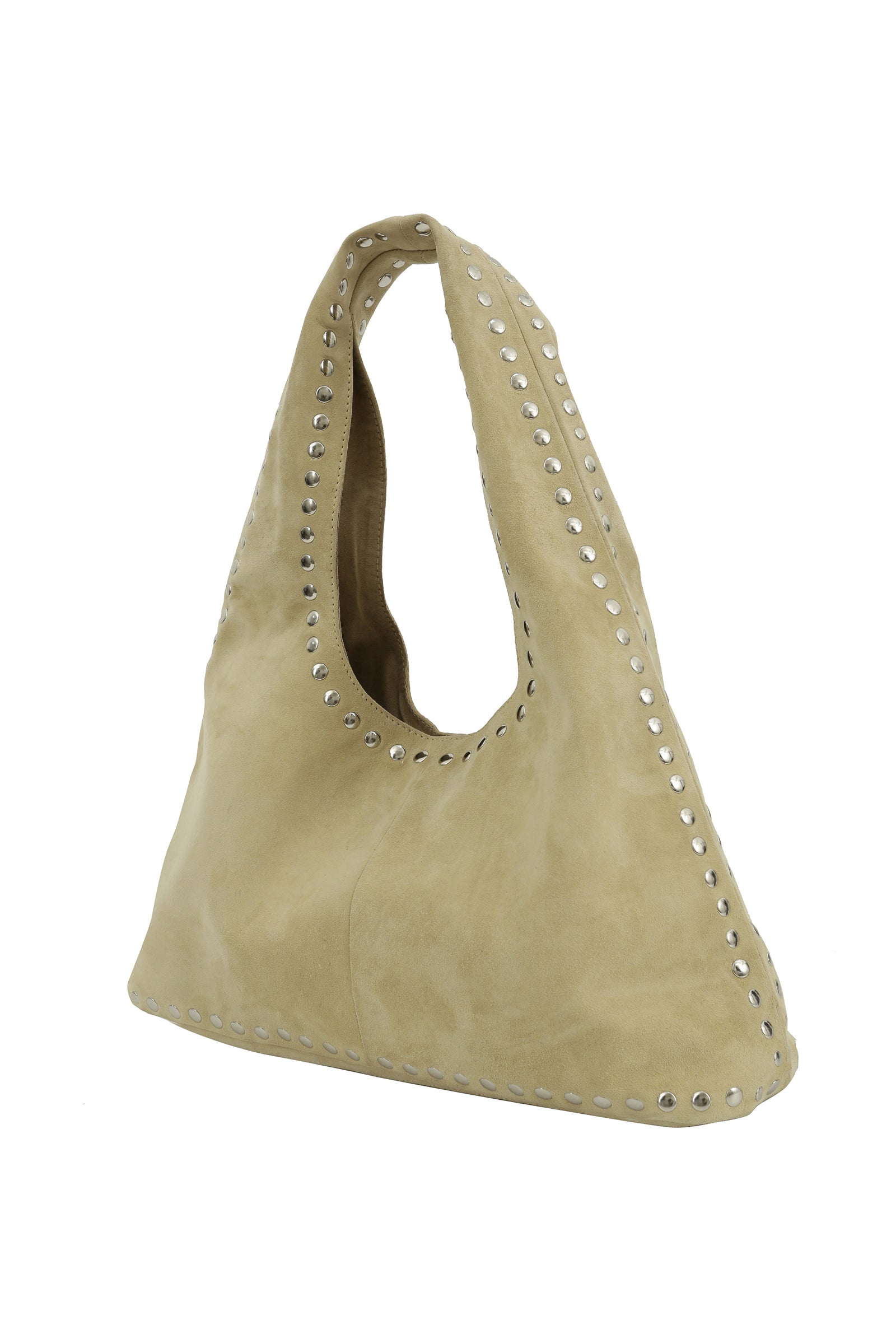 REAL SUEDE BOHO STUD BAG_BEIGE