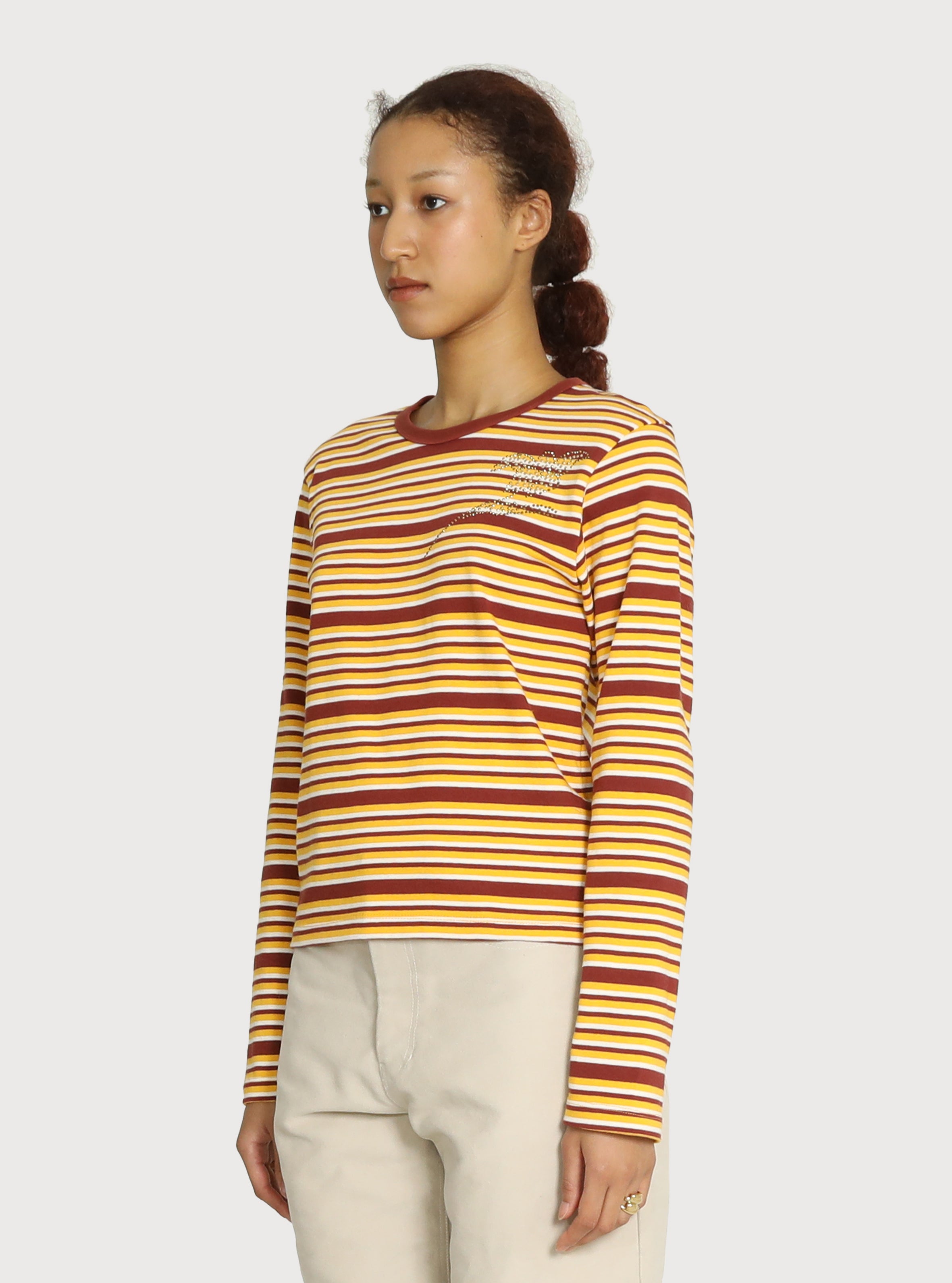 MOTIF STRIPE COTTON TOP_YELLOW