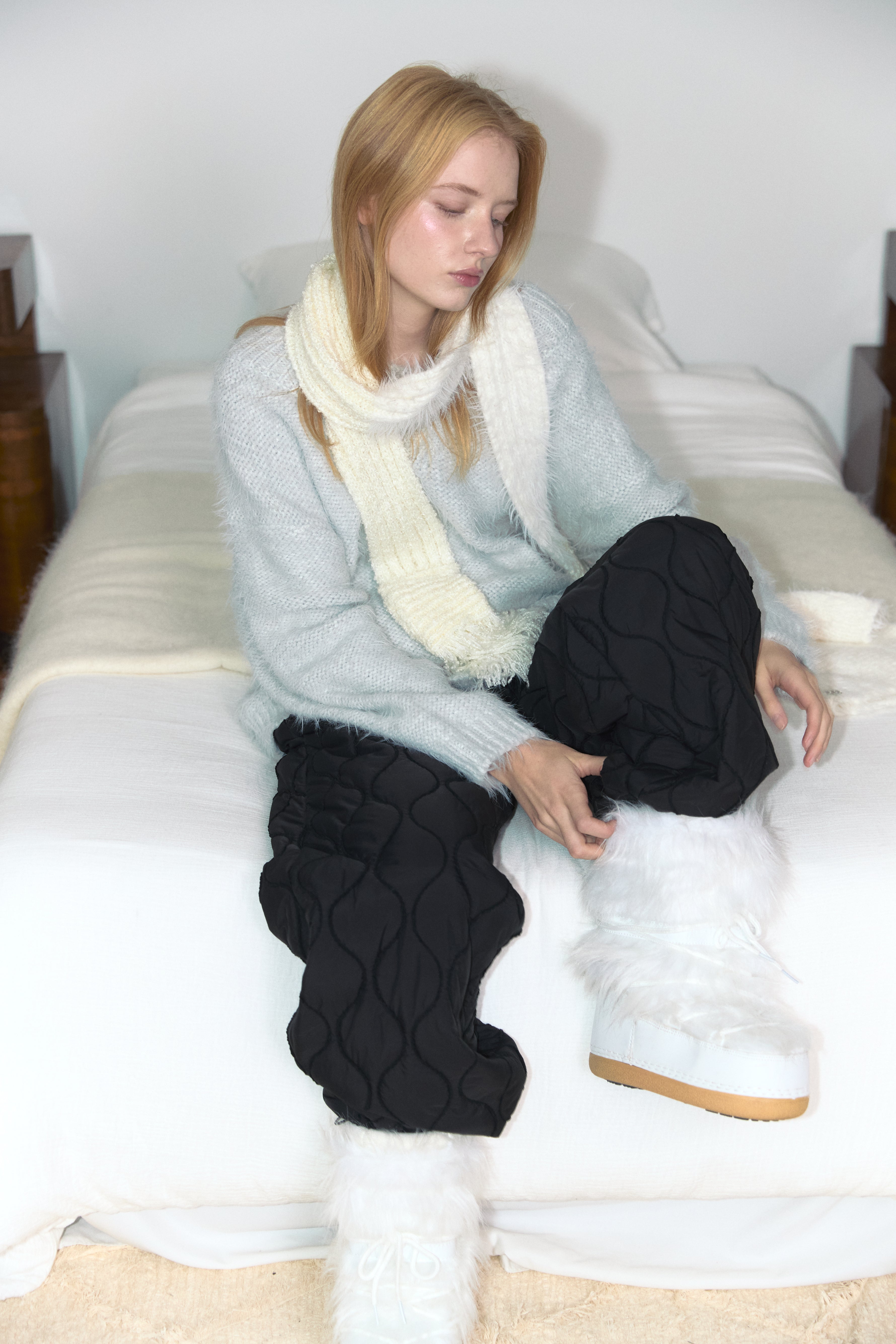 TASSEL MIX SCARF_IVORY