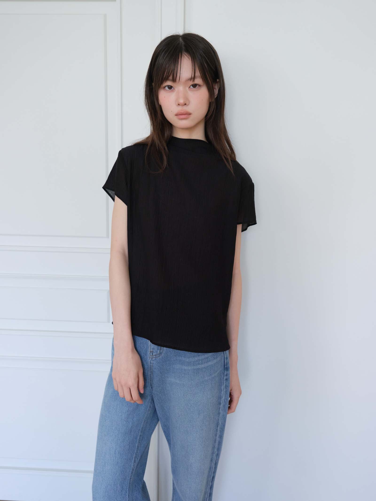 PLEATED LONG SHIRT_BLACK