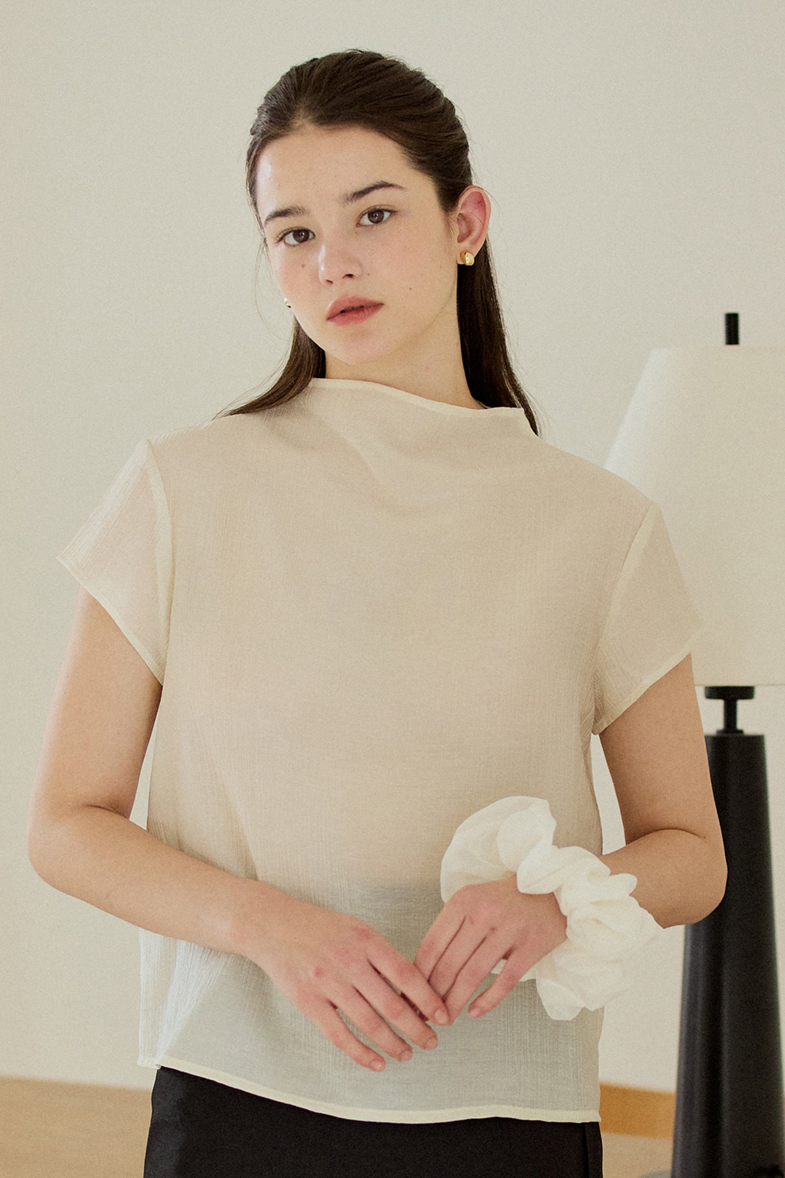 PLEATED CAP SHIRT_IVORY
