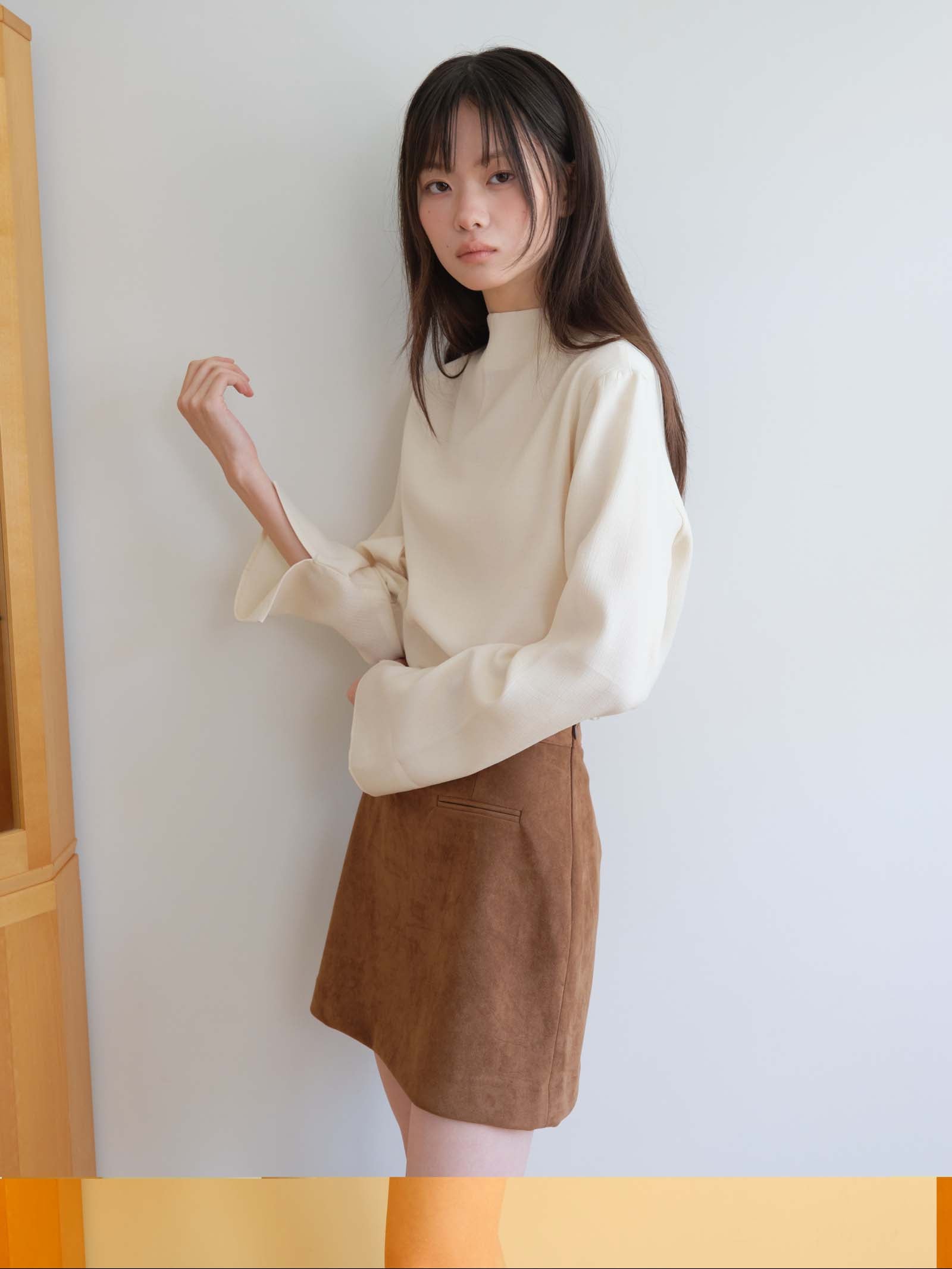 PLEATED LONG SHIRT_CREAM