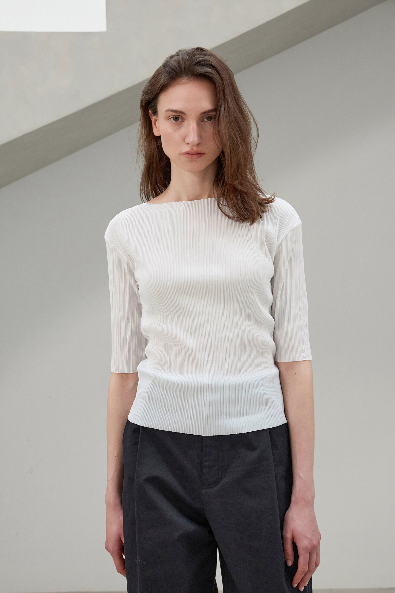 PLEATS HALF TOP_IVOIRE