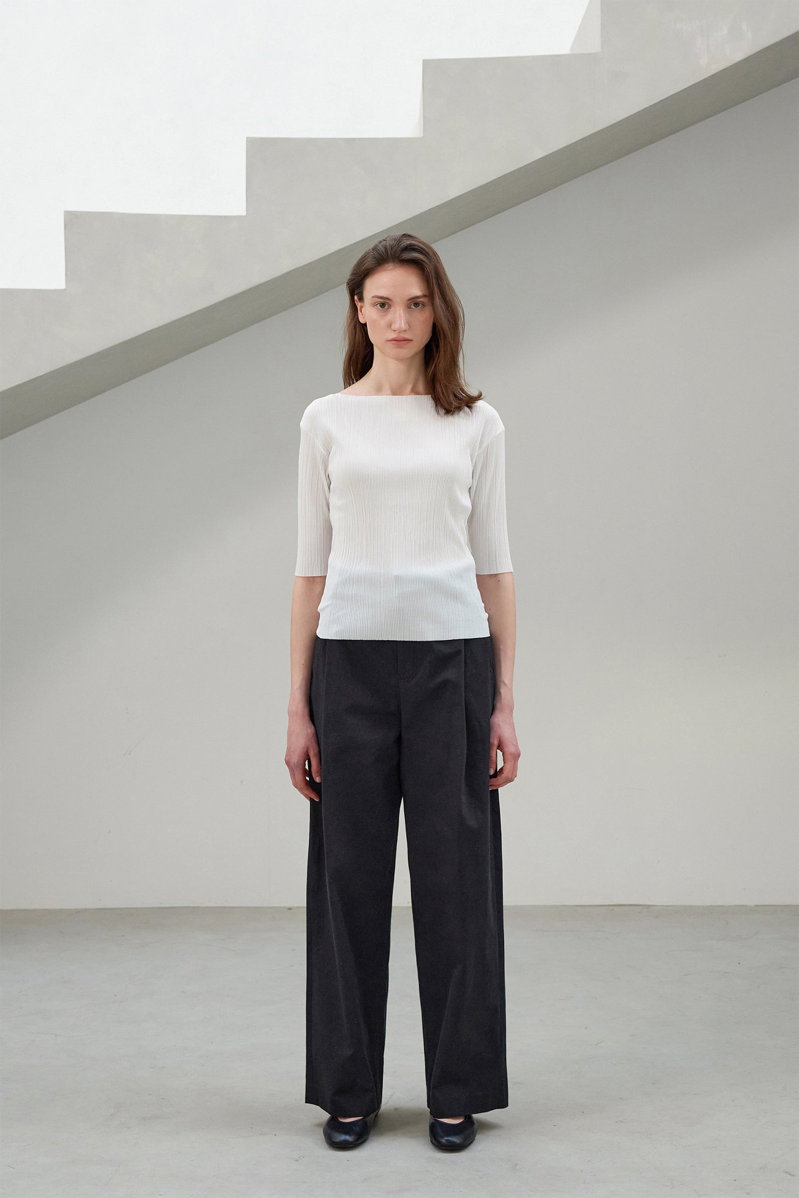 PLEATS HALF TOP_IVOIRE