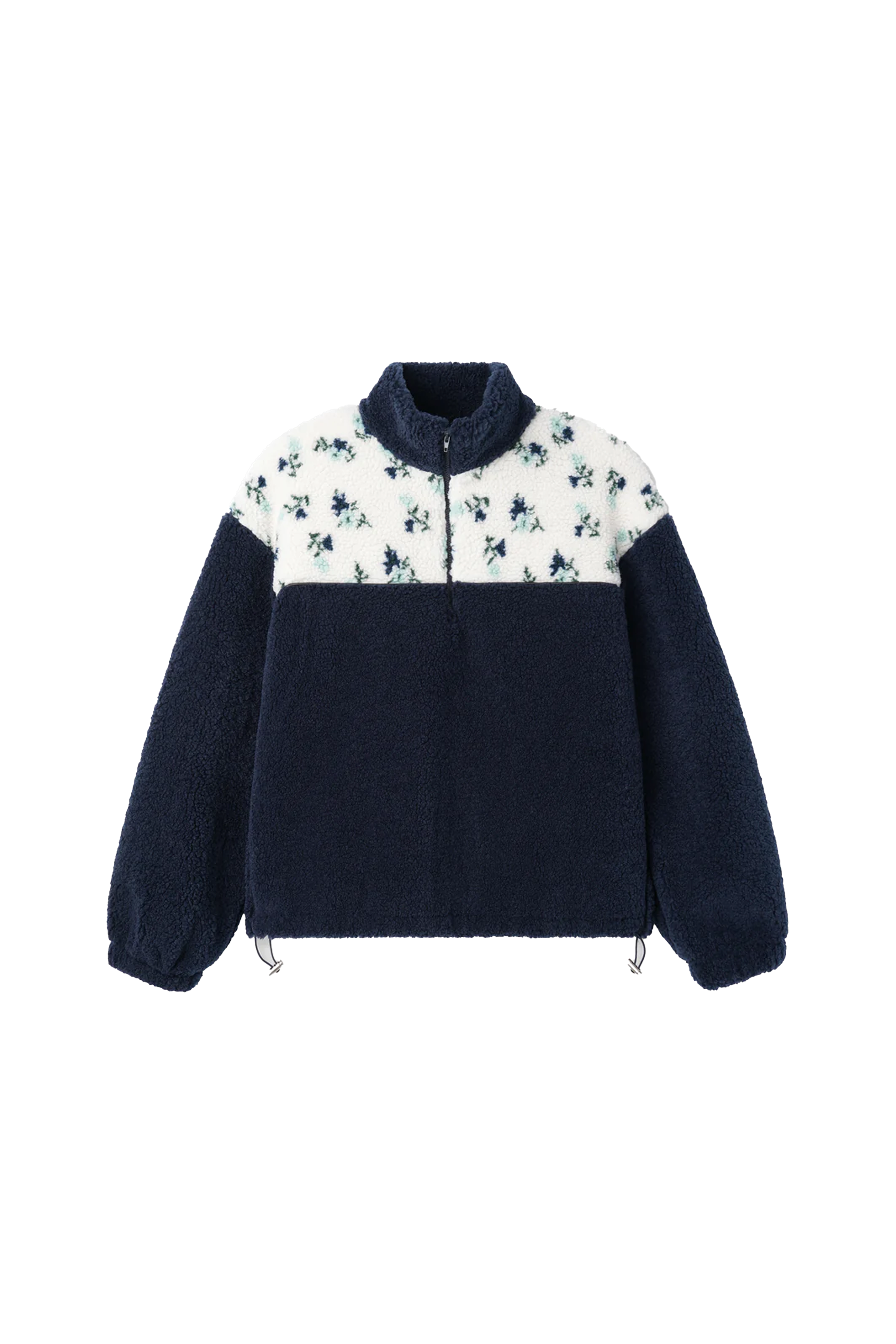 FLOWER FLEECE ZIP UP_BLEU MARINE