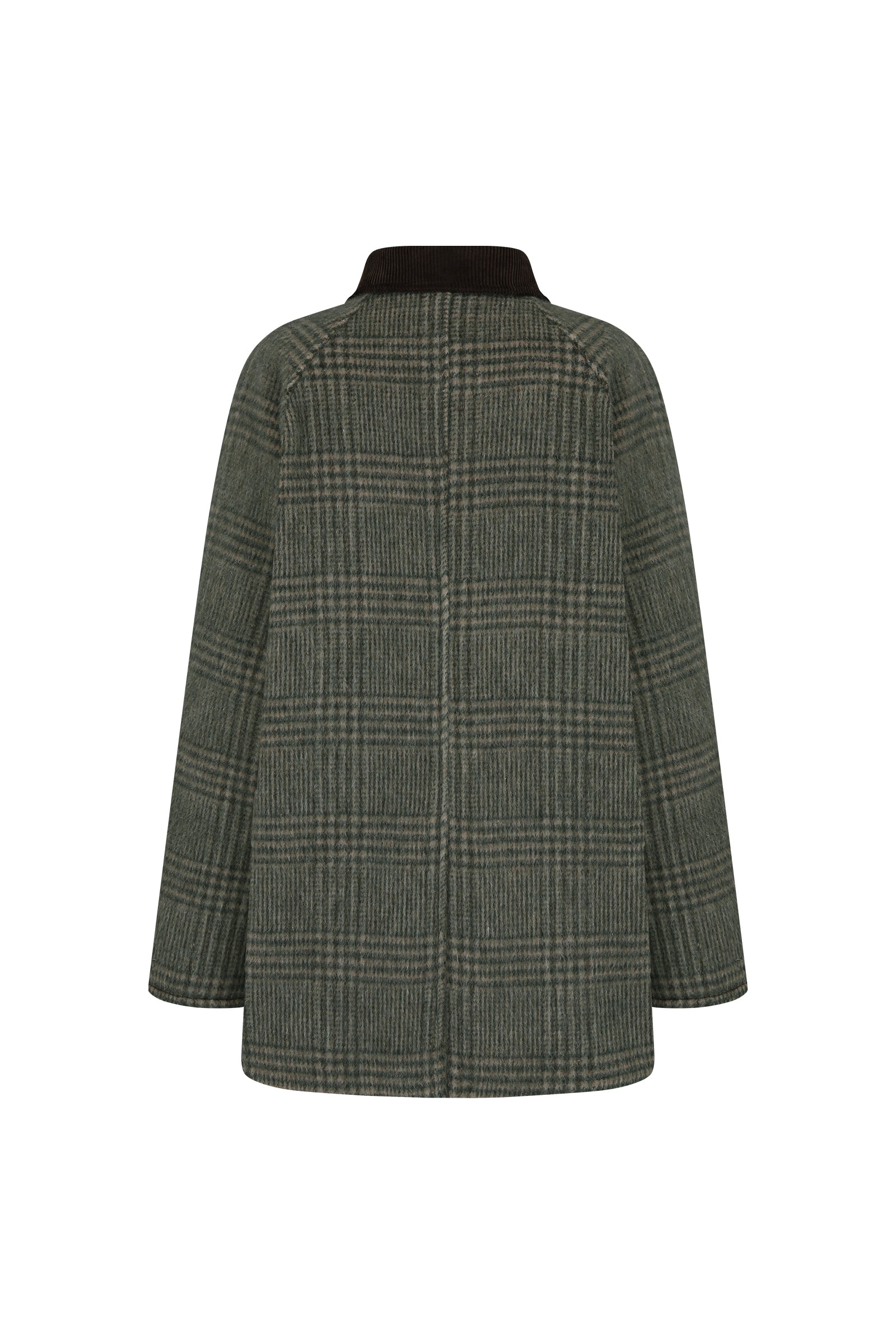MANTEAU MI-LONG RÉVERSIBLE EN LAINE ET COTON_VERT