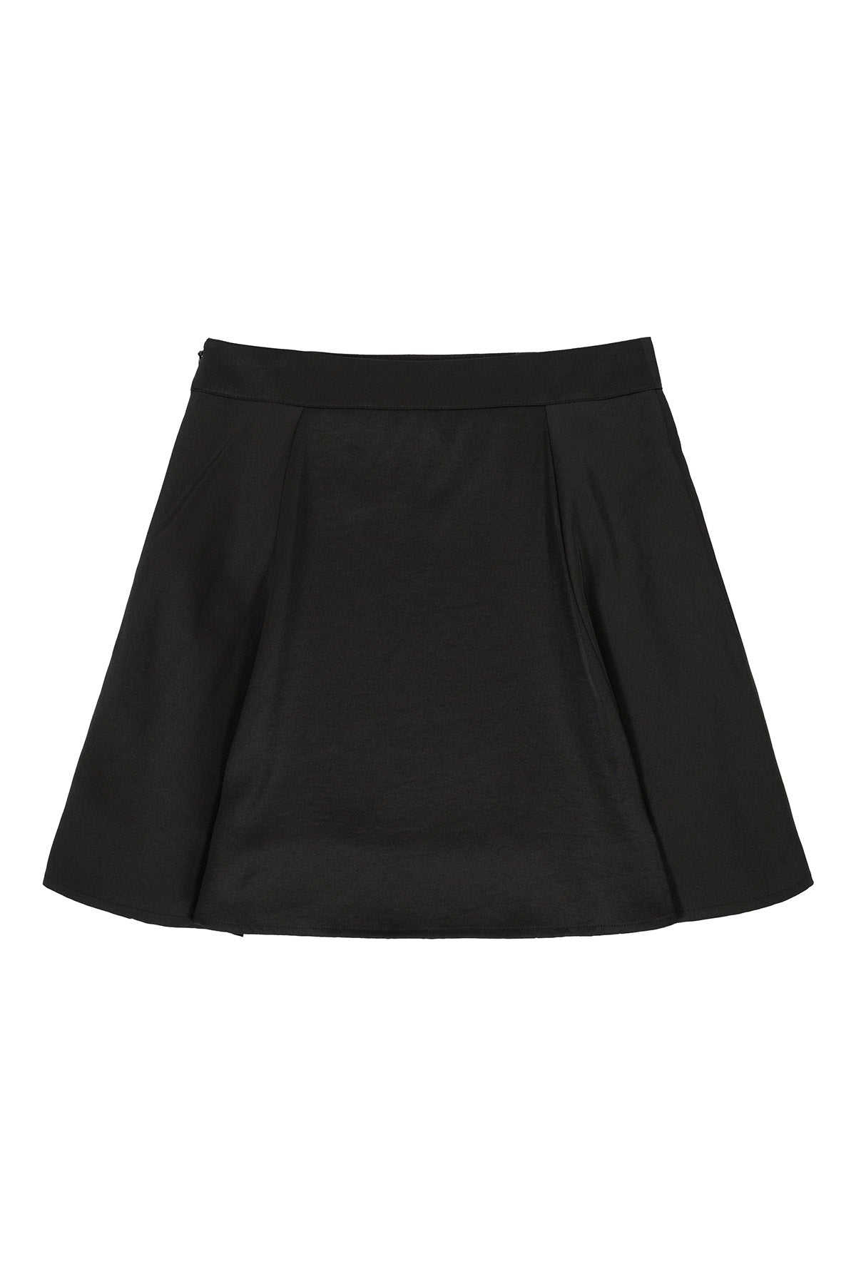 SATIN FLARE SKIRT_BLACK