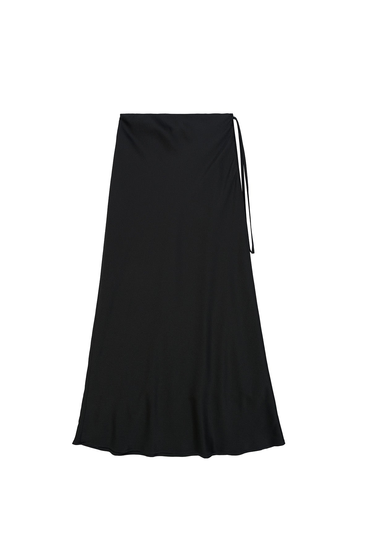 SATIN LONG SKIRT_BLACK