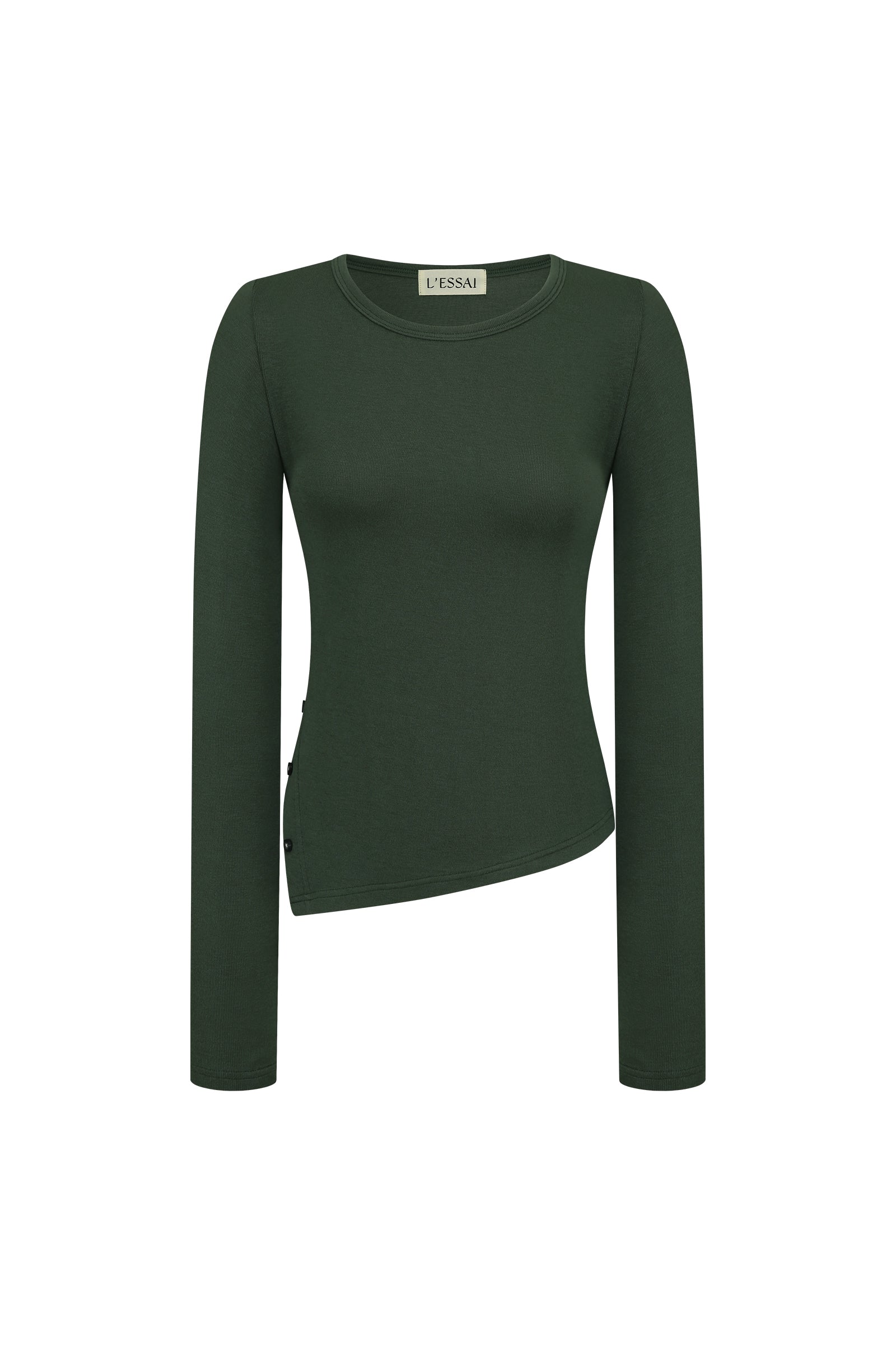 T-SHIRT MANCHES LONGUES EN LAINE AVEC FENTE LATÉRALE_VERT