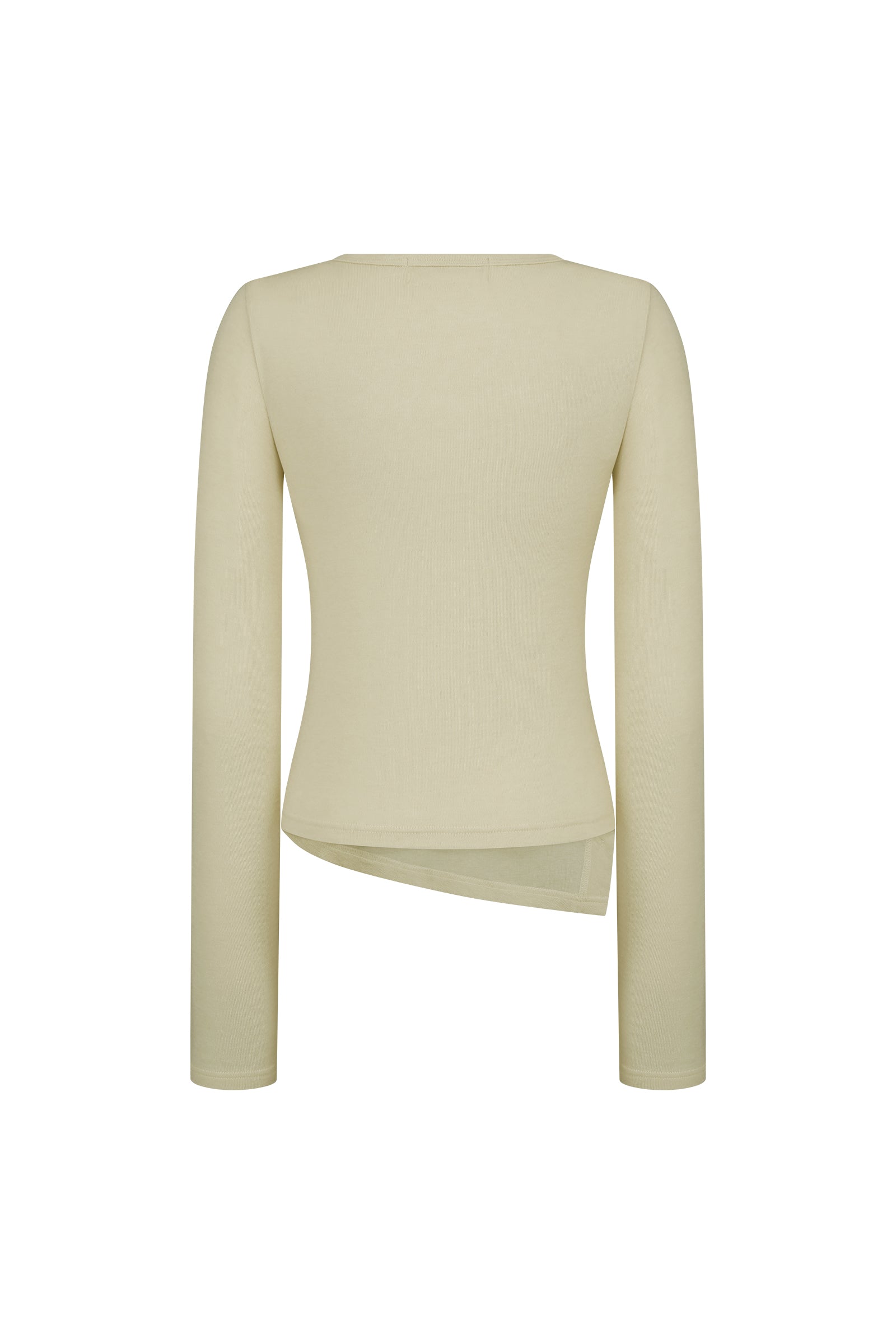 T-SHIRT MANCHES LONGUES EN LAINE AVEC FENTE LATÉRALE_JAUNE CLAIR