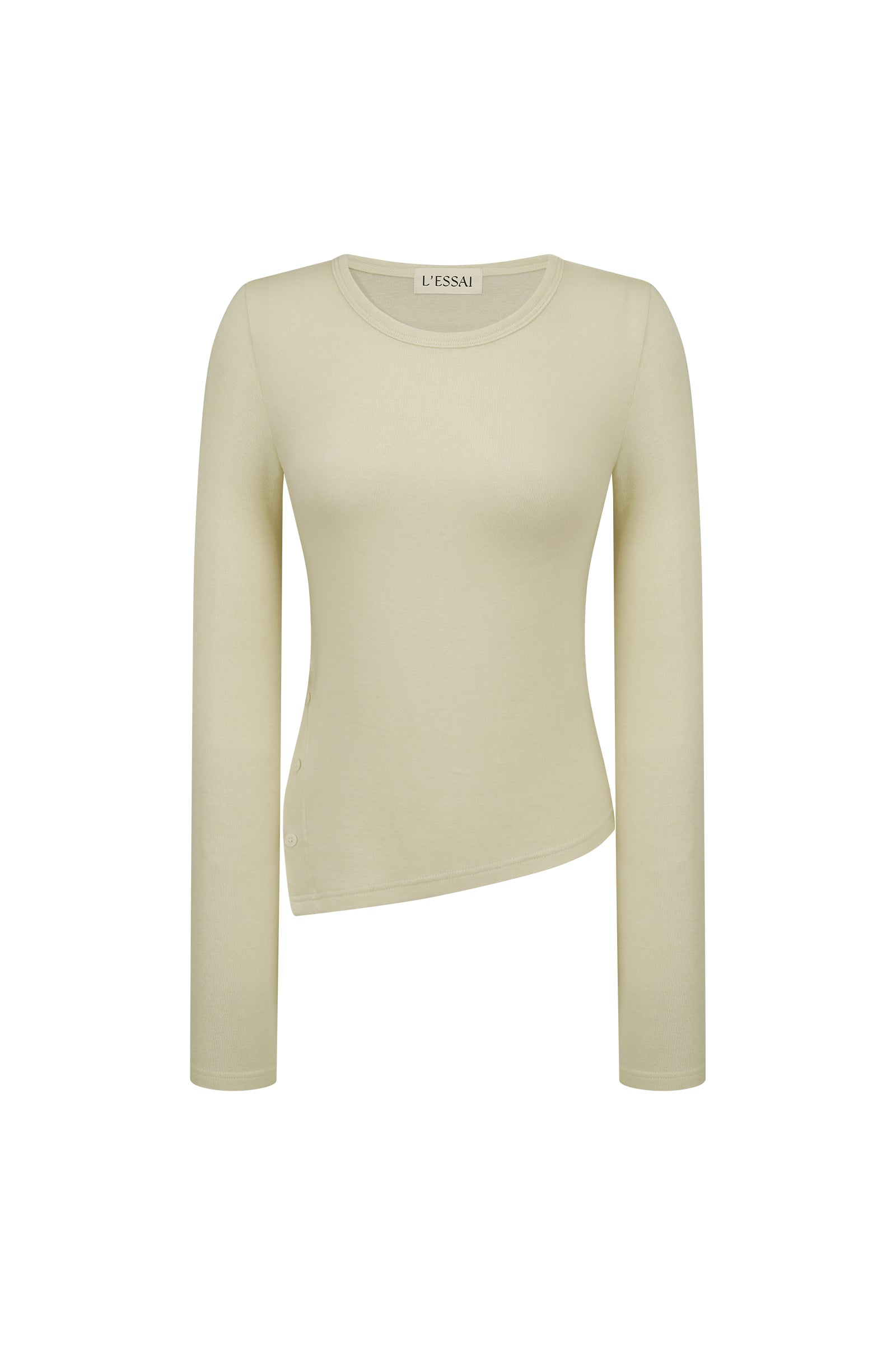 T-SHIRT MANCHES LONGUES EN LAINE AVEC FENTE LATÉRALE_JAUNE CLAIR