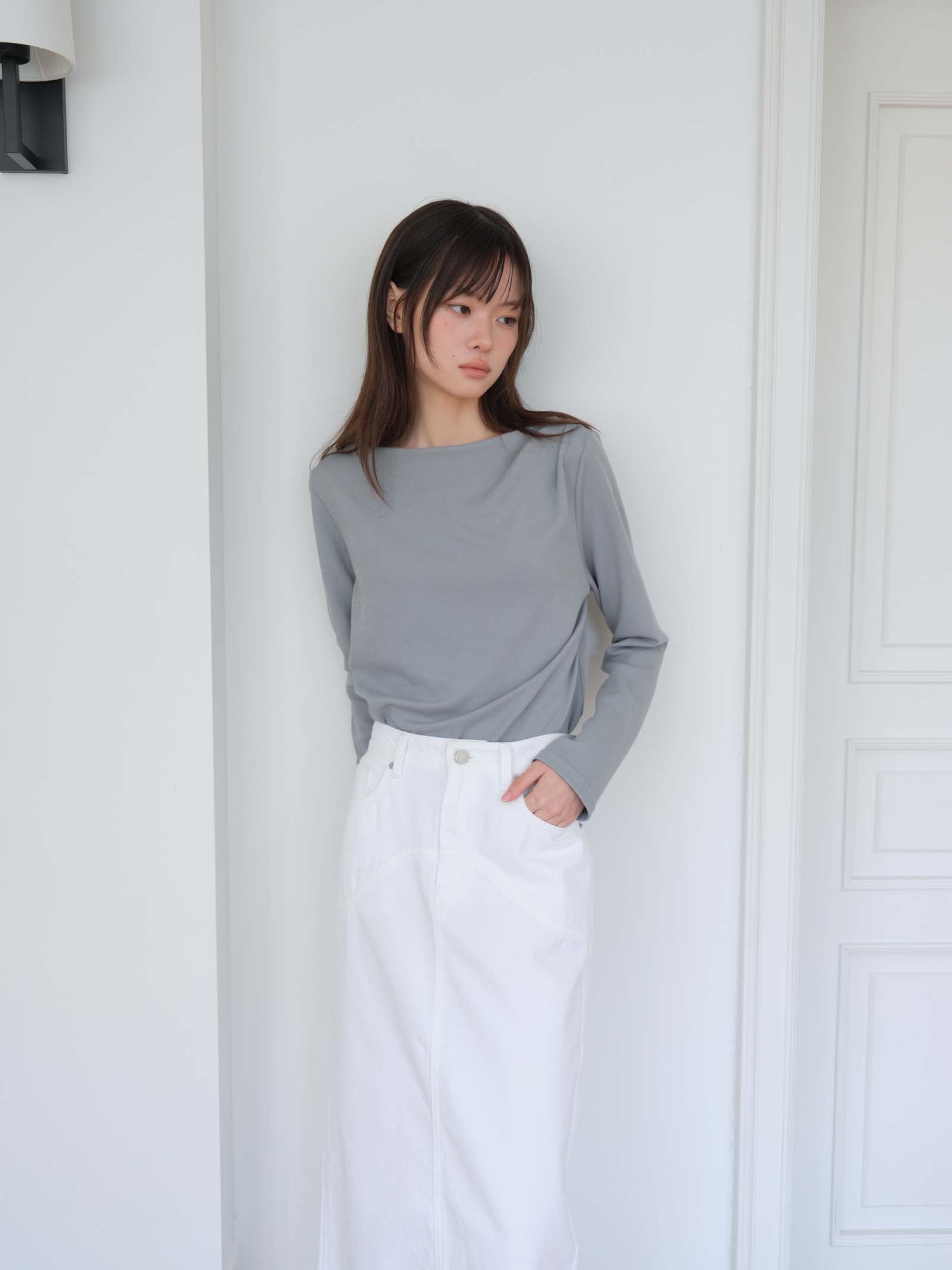 SLIM BOAT T-SHIRT_BLUE GRAY