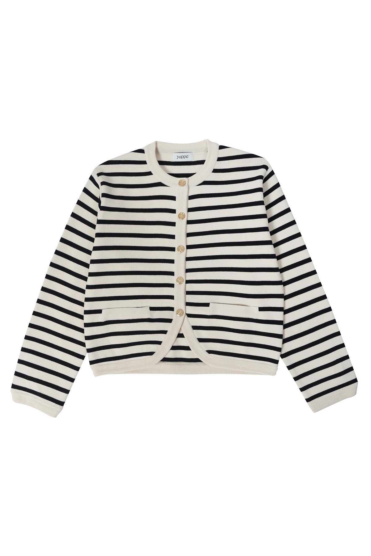 STRIPE KNIT JACKET_IVORY