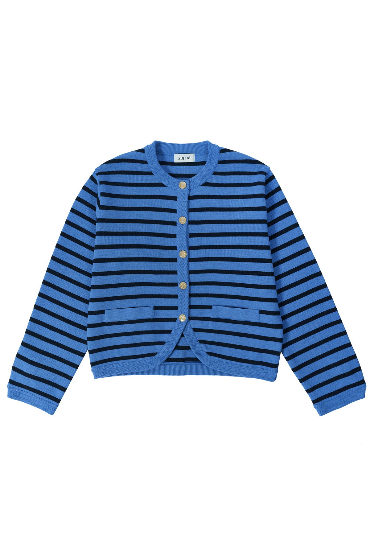 STRIPE KNIT JACKET_BLUE