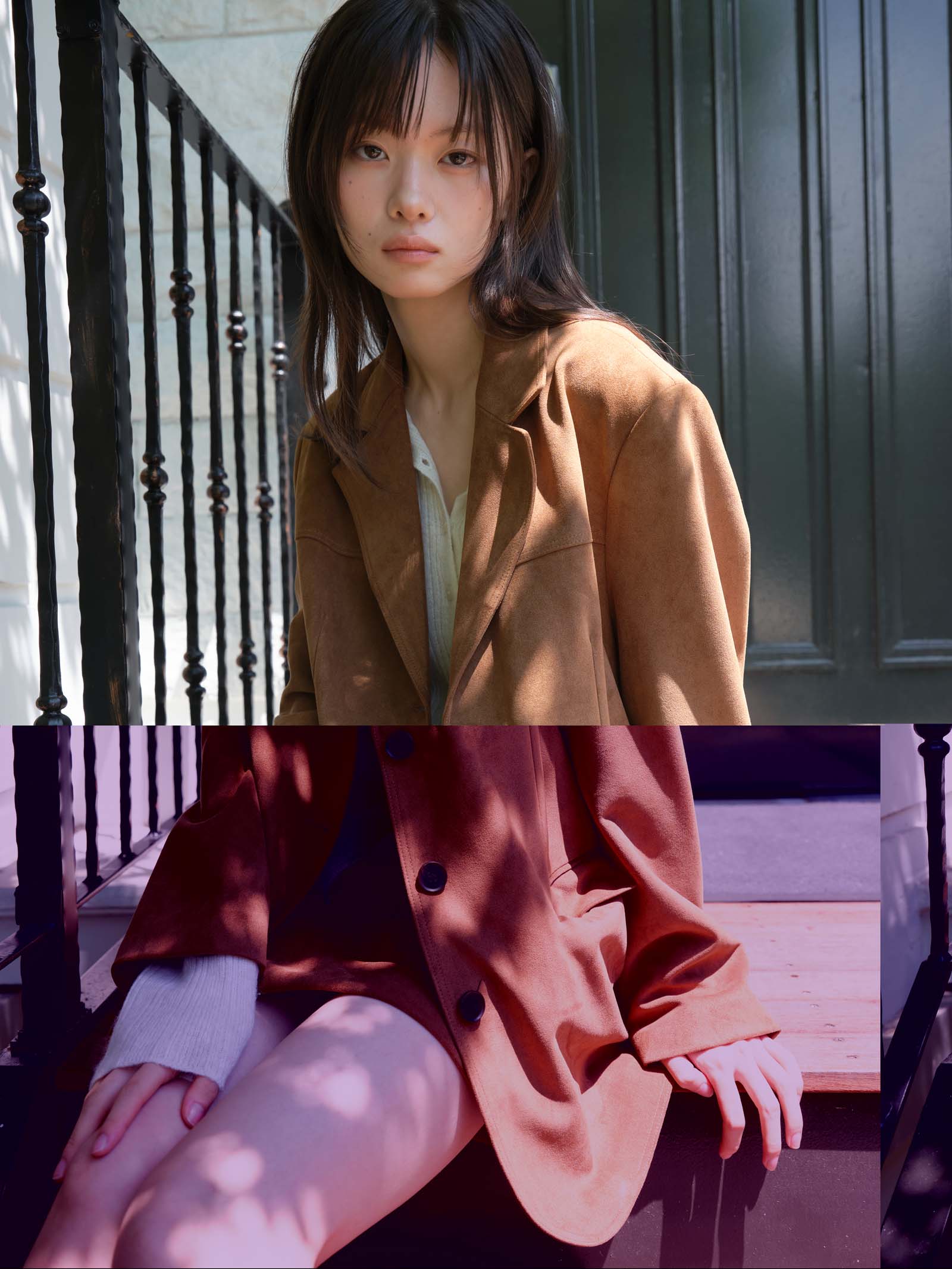 VESTE OVERSIZE EN DAIM_MARRON