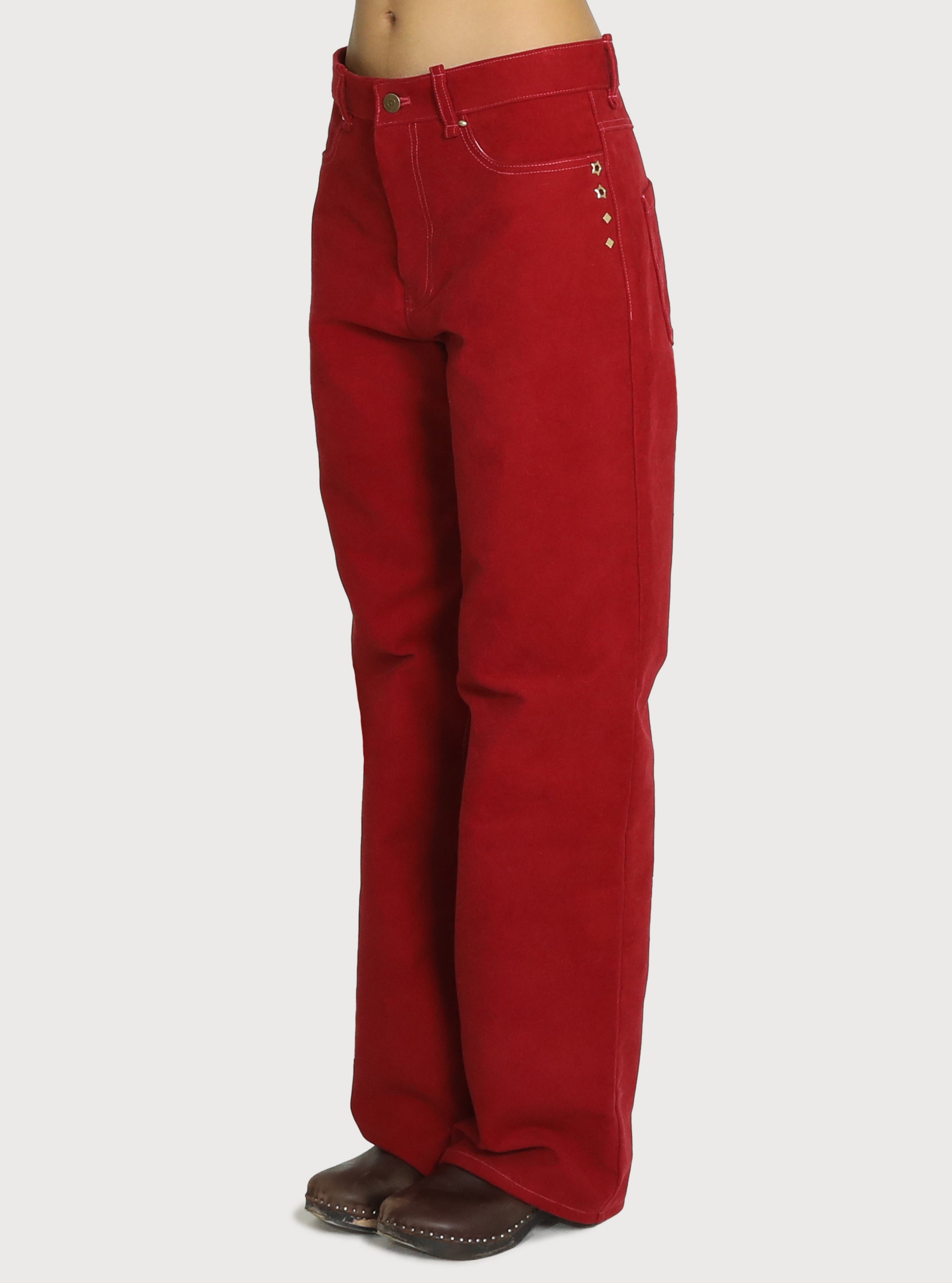 STAR STUD BRUSHED COTTON PANTS_KETCHUP