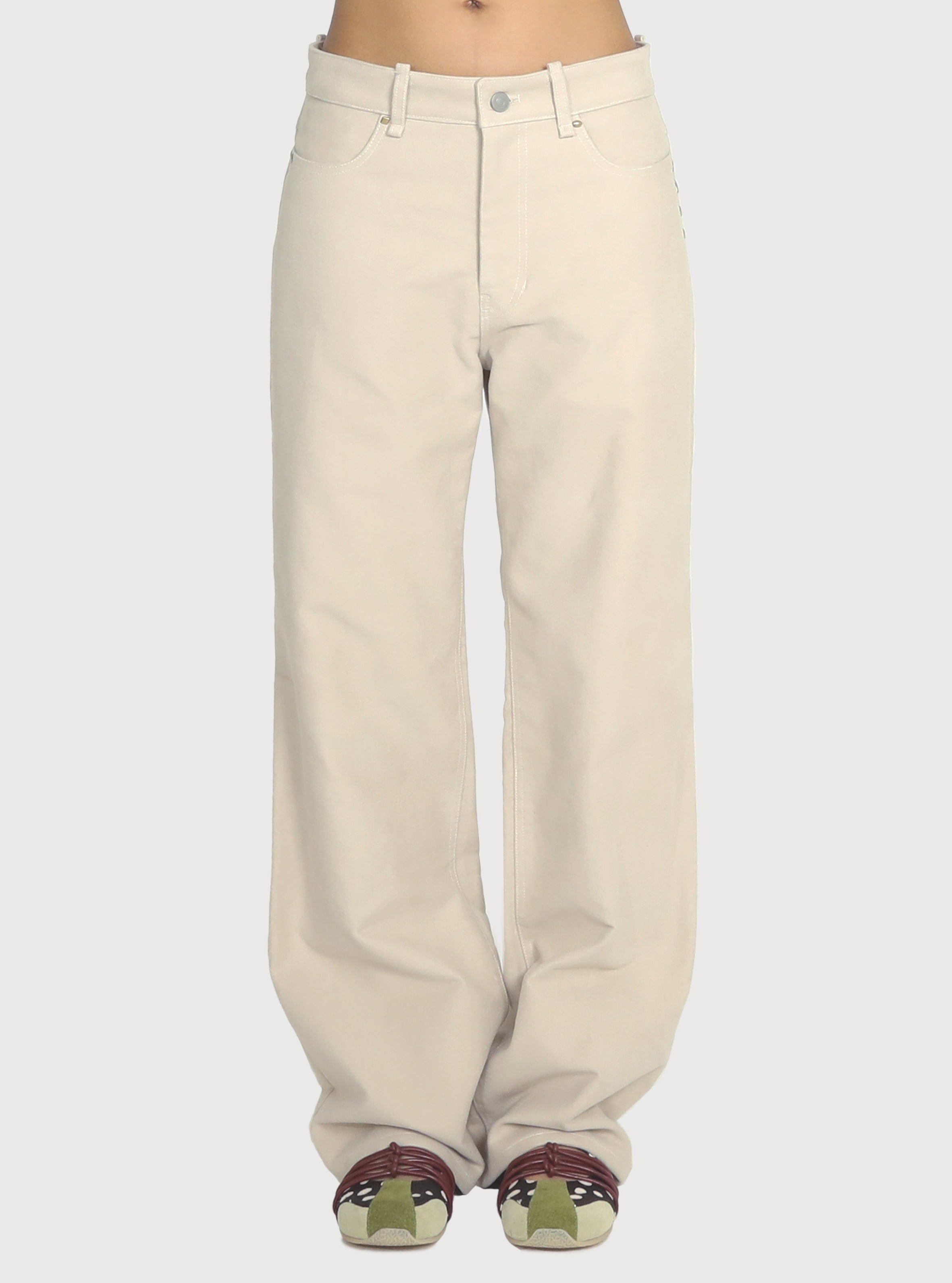 STAR STUD BRUSHED COTTON PANTS_BEIGE