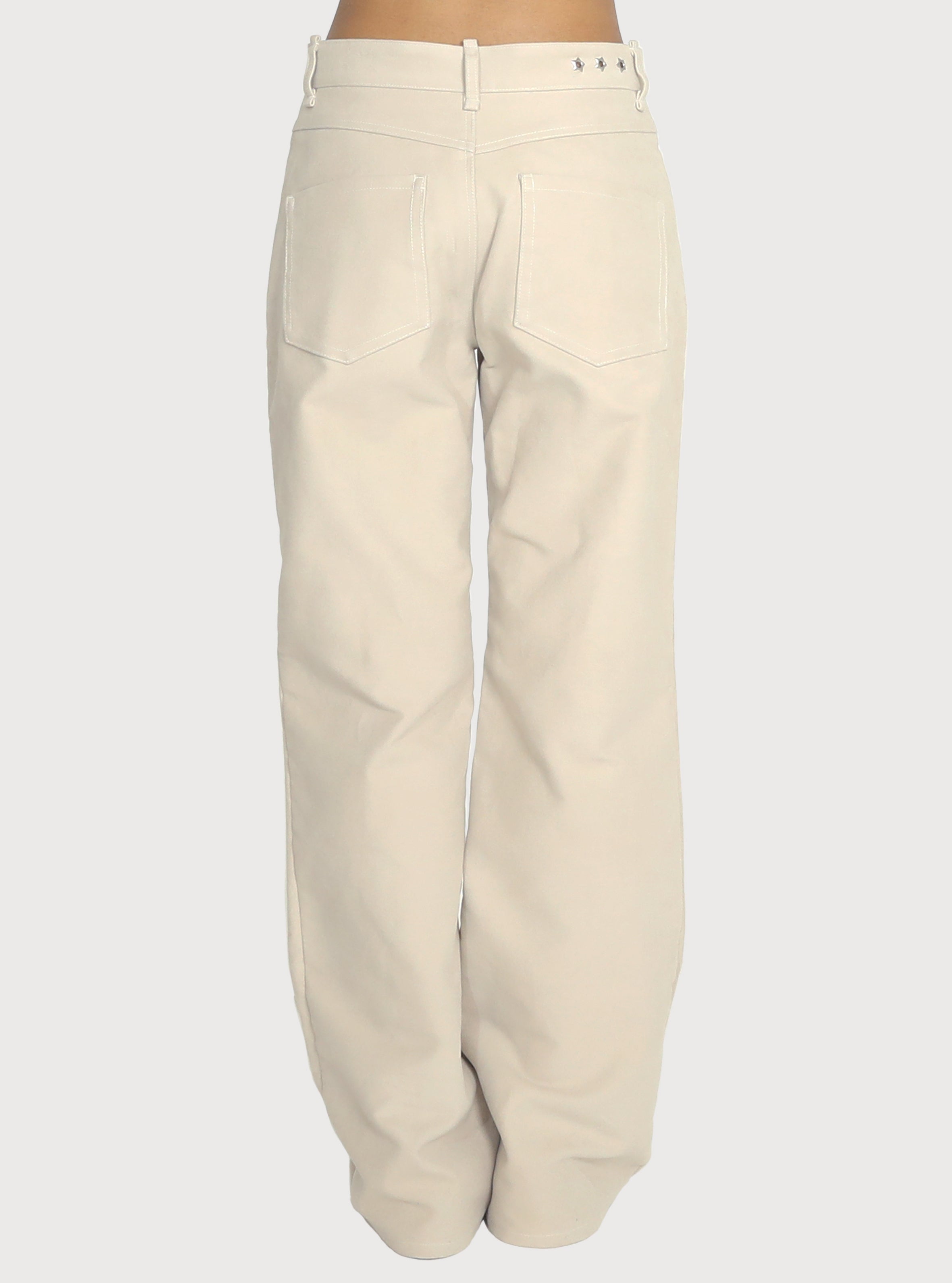 STAR STUD BRUSHED COTTON PANTS_BEIGE