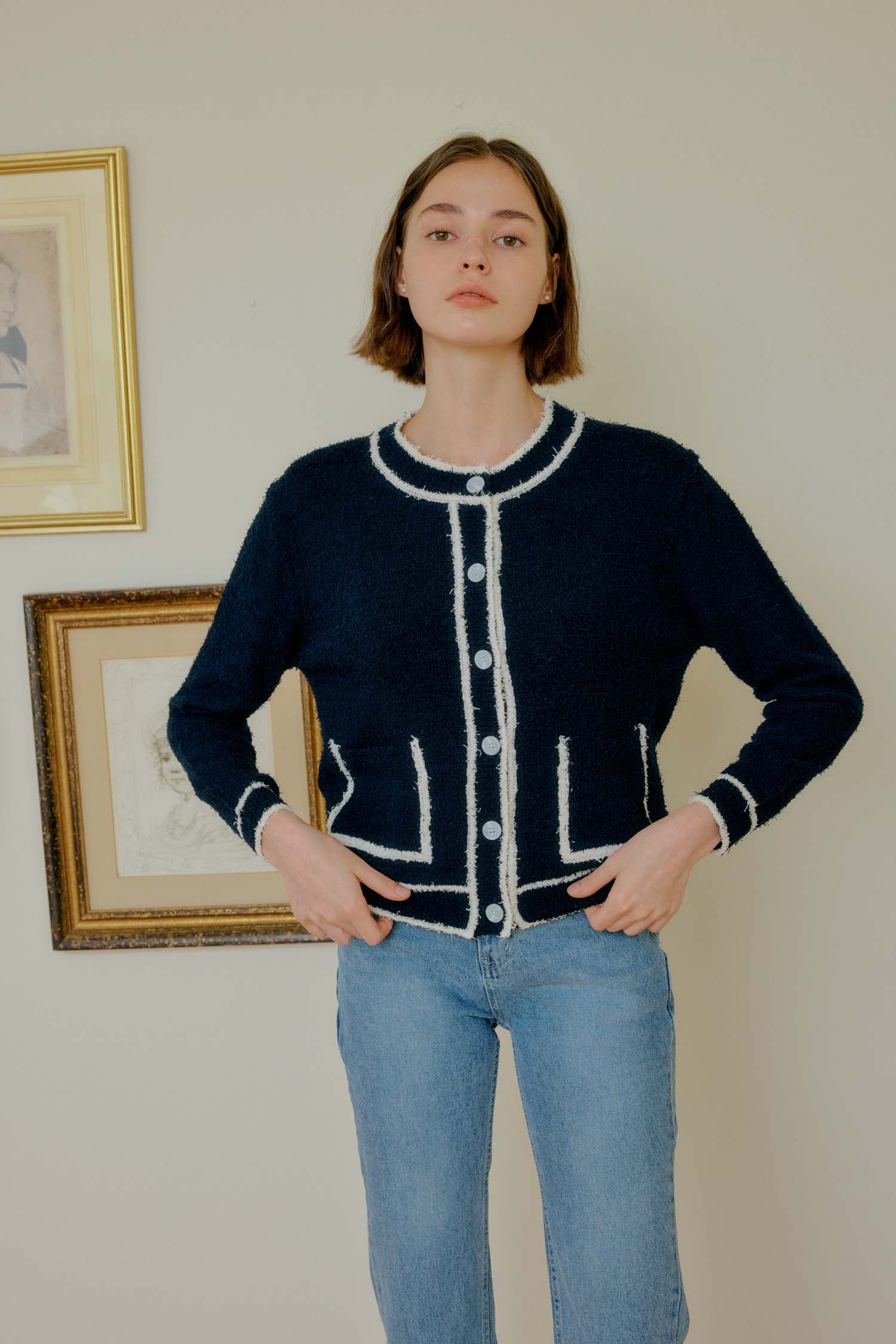 TWEED CARDIGAN_BLEU MARINE