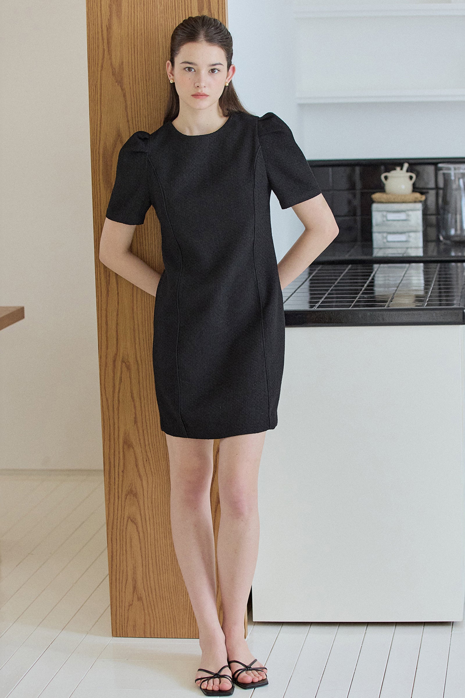 TWEED LINE DRESS_BLACK