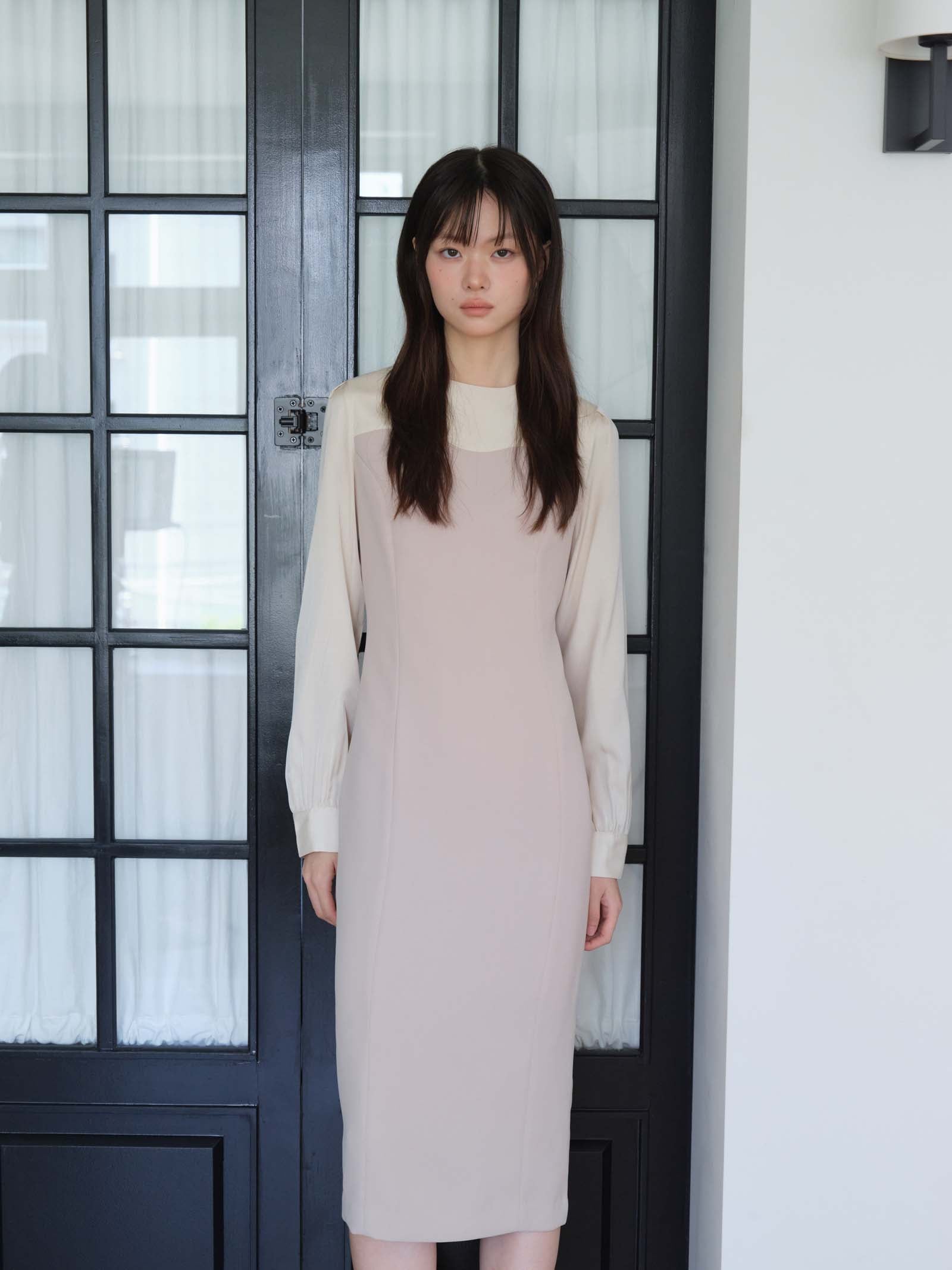 TWO TONE DRESS_BEIGE